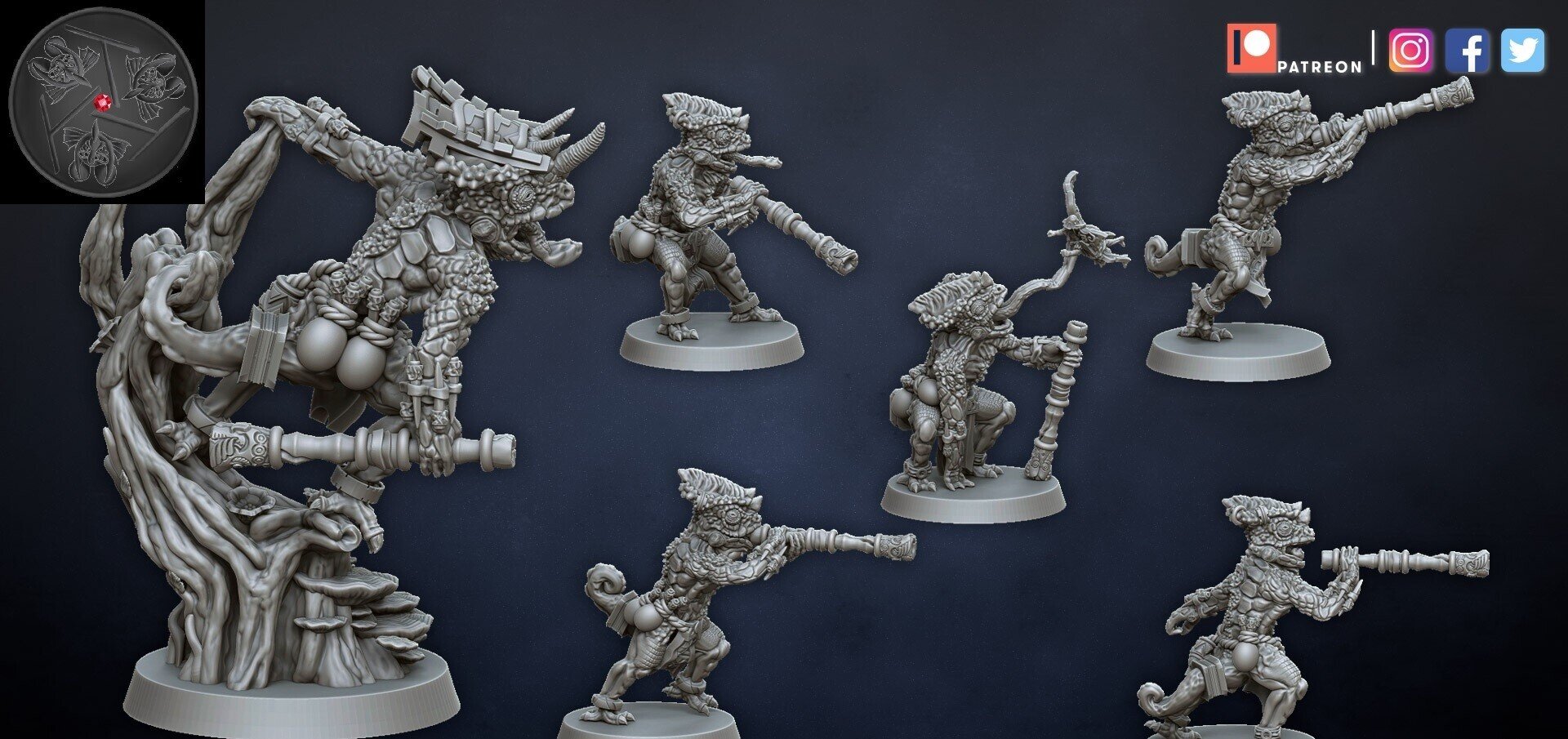 Chameleon Skinks (dragons lake) lizardmen - wargames - resin miniatures - 28 mm - 3