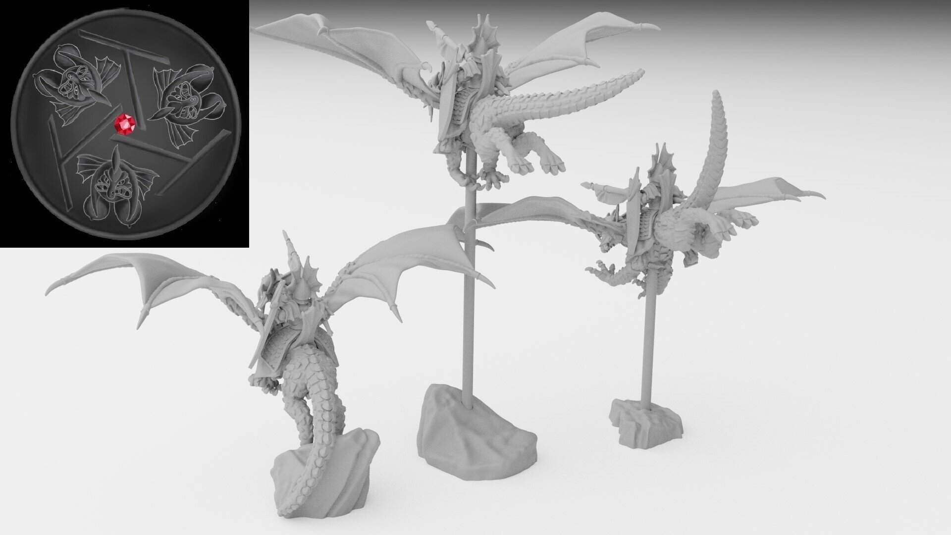 Dragon riders (ilhadiel) high elves - wargames - resin miniatures - 28 mm - 2
