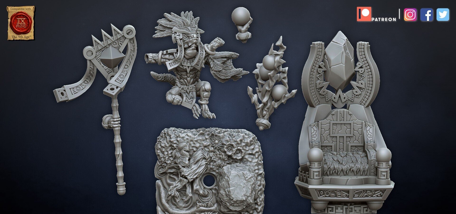 Skink Starseer (dragons lake) lizardmen - wargames - resin miniatures - 28 mm - 3