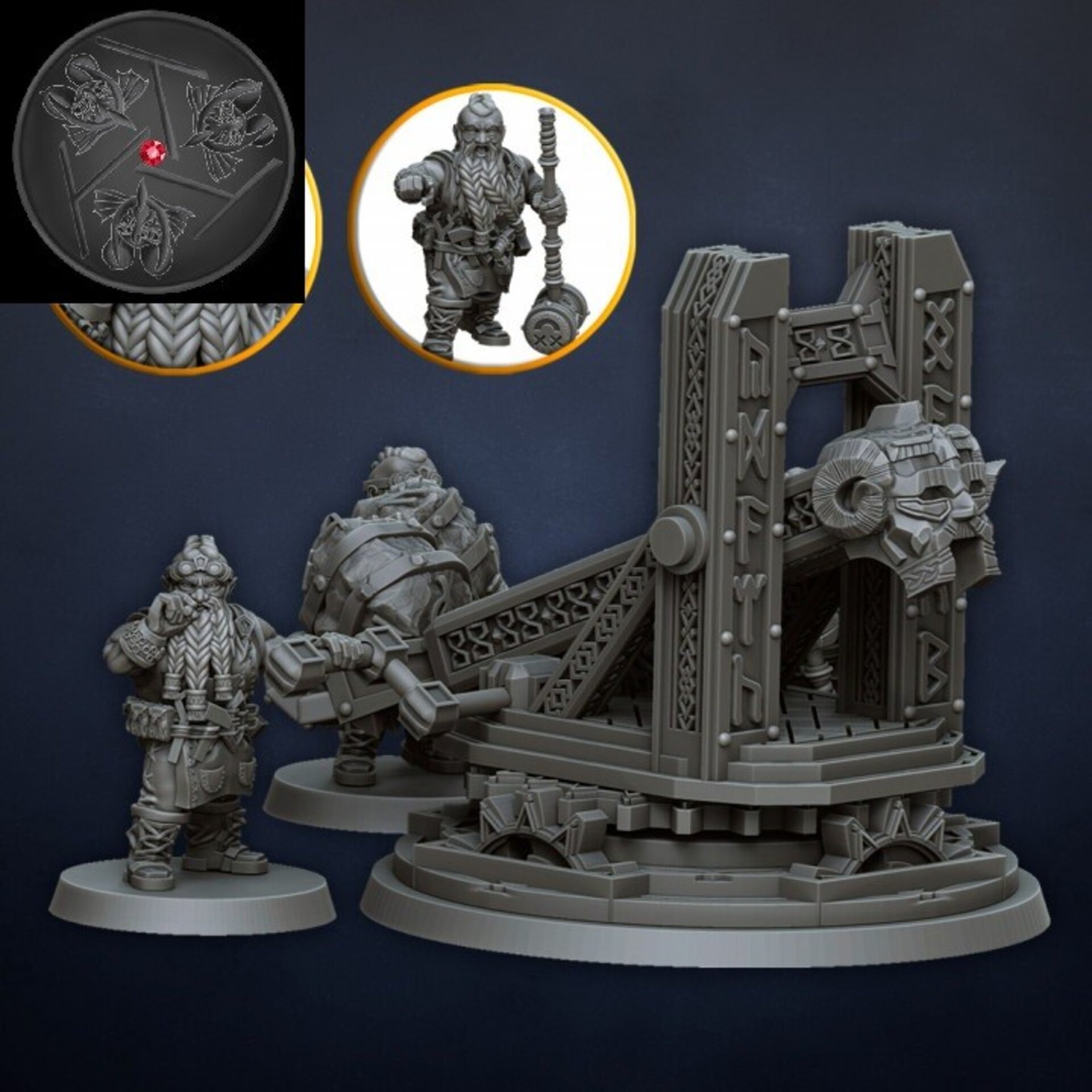 Grudge Thrower (dragons lake) dwarfs - wargames - resin miniatures - 28 mm - 2