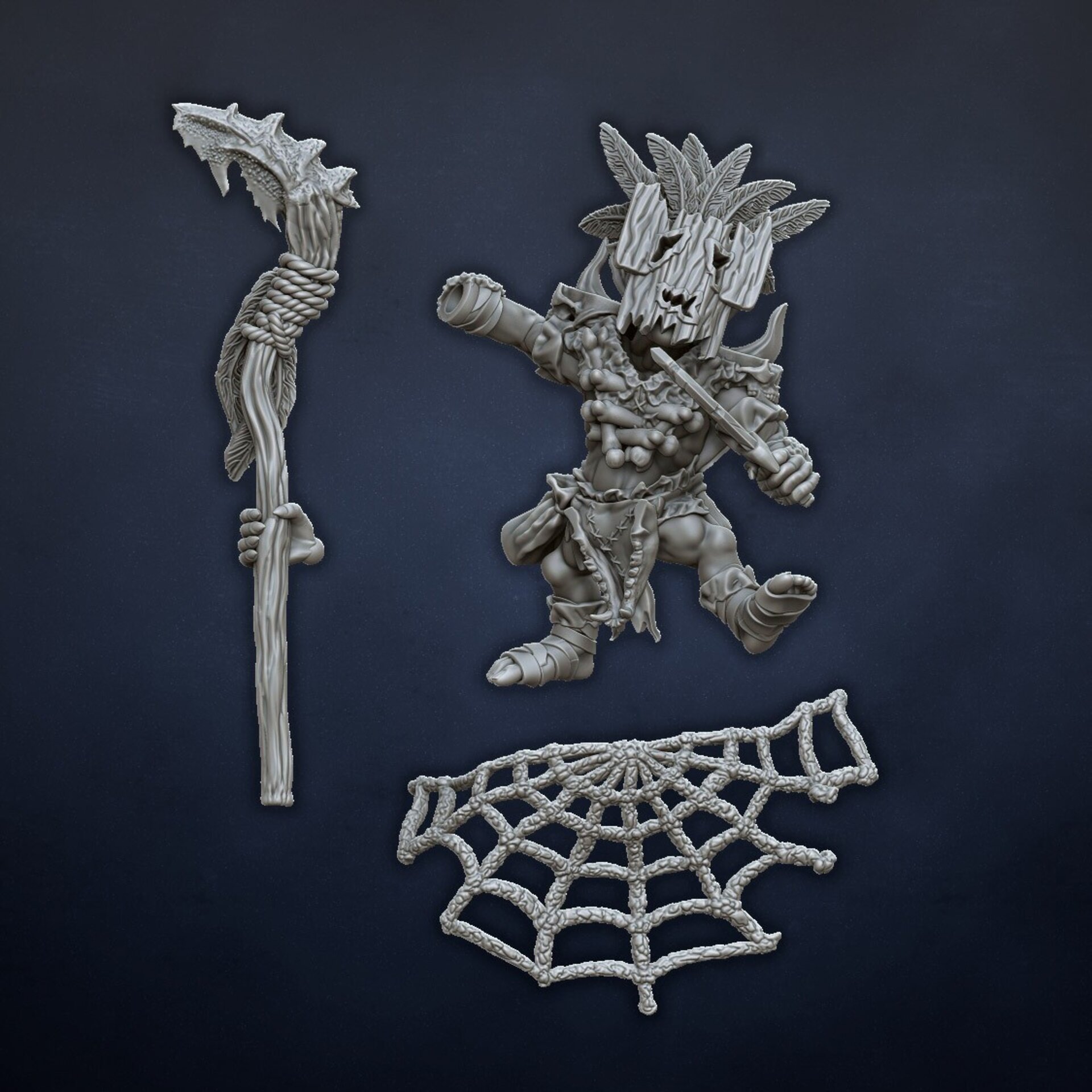 Forest Goblin Shaman on foot (dragons lake) orcs & goblins - resin - 28 mm - 3