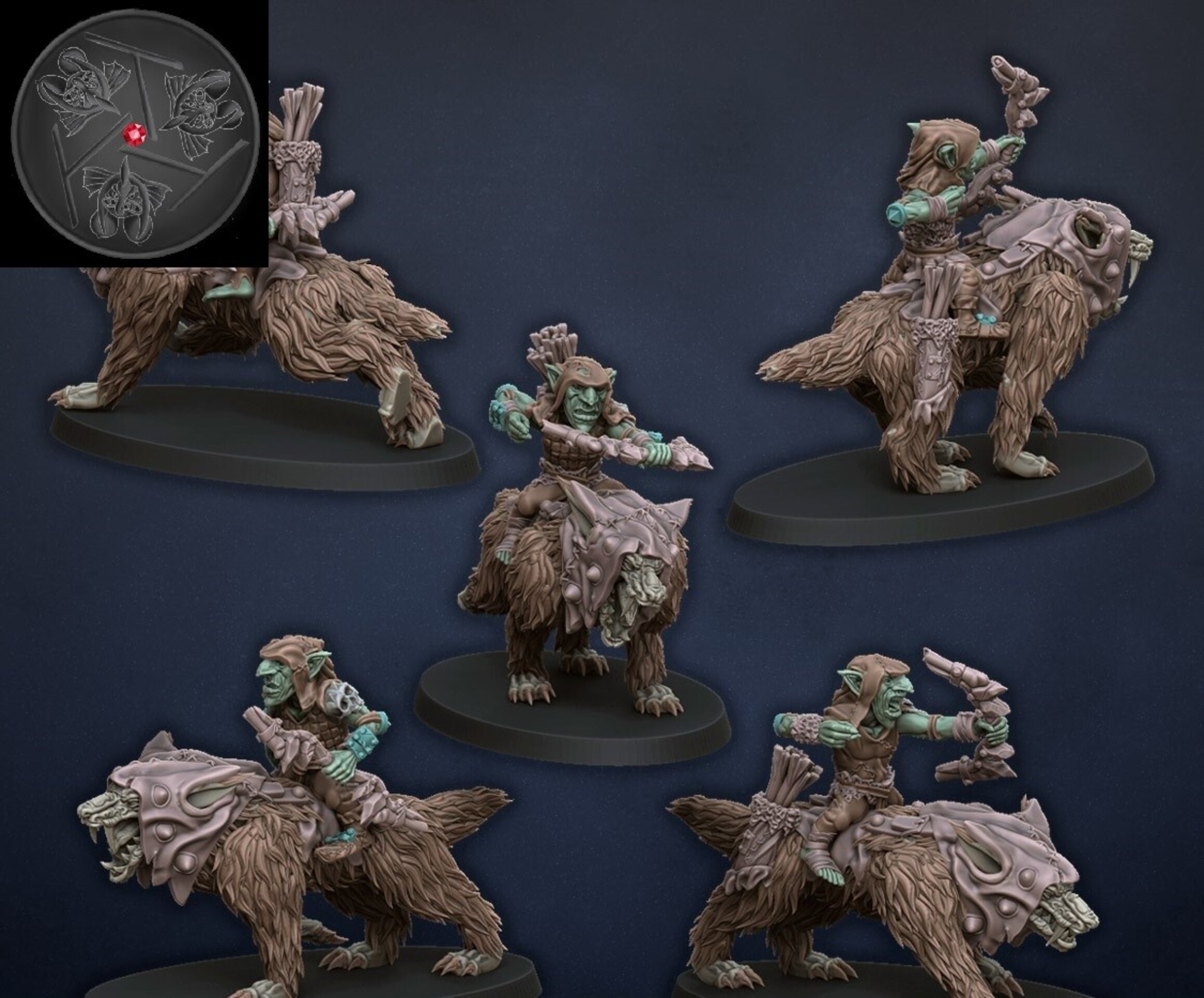 Goblin Wolf Riders (dragons lake) orcs & goblins - resin miniatures - 28 mm - 3