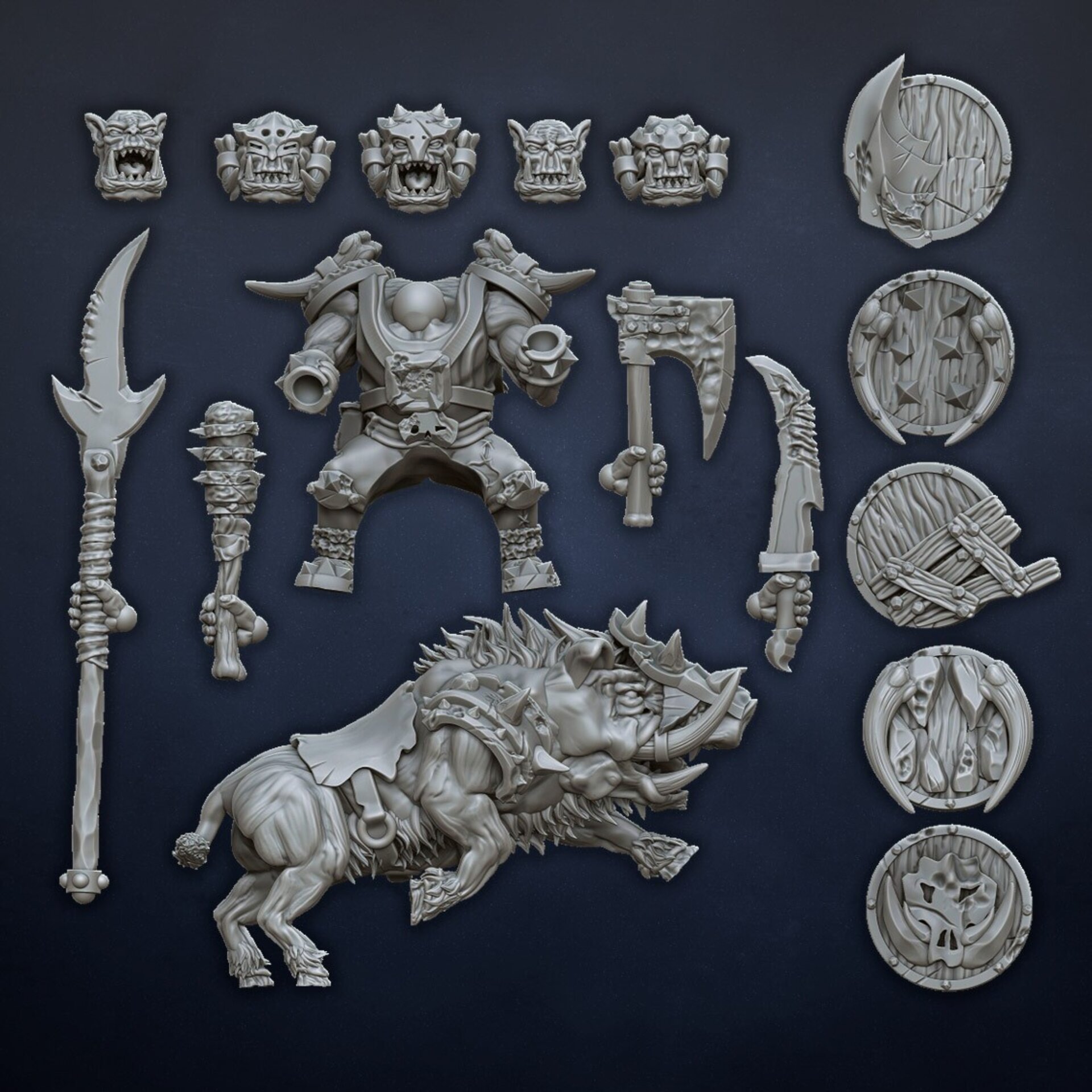 Orc Boar Boys (dragons lake) orcs & goblins - resin miniatures - 28 mm - 6