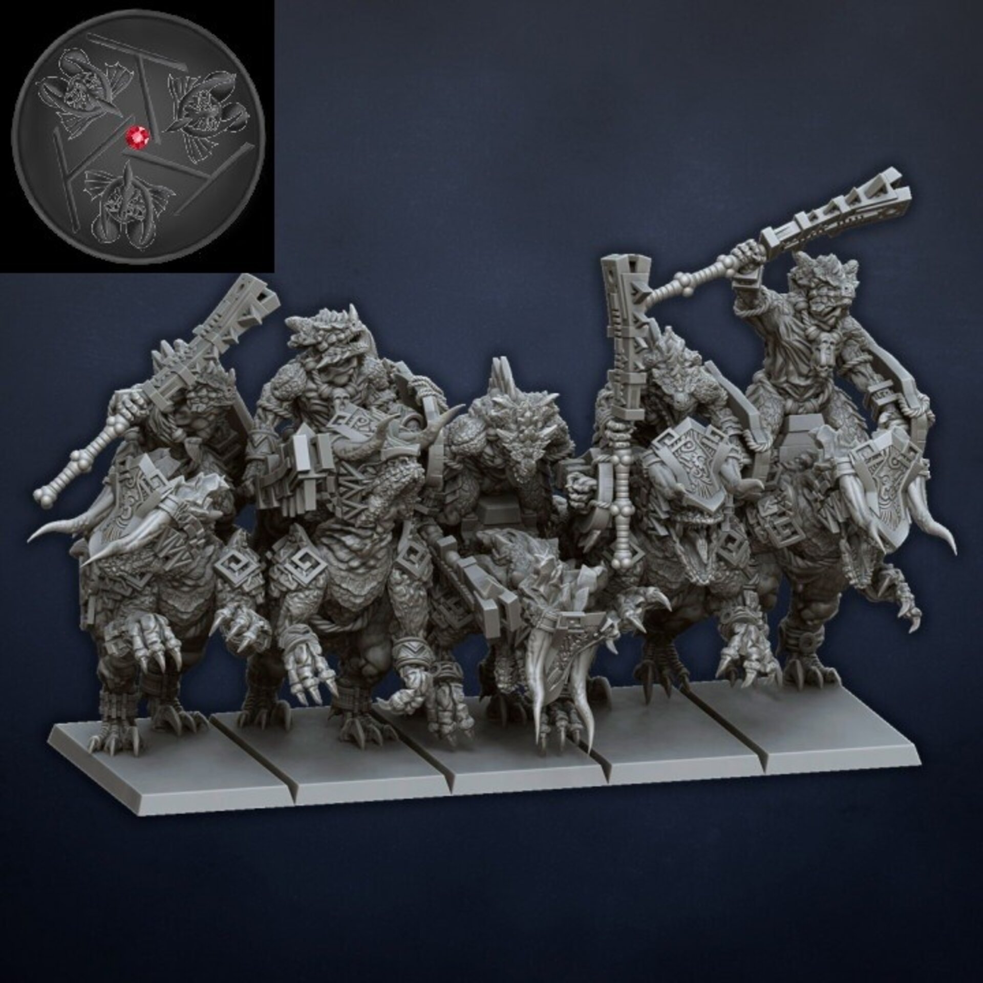 Cold One Riders (dragons lake) lizardmen - wargames - resin miniatures - 28 mm - 2