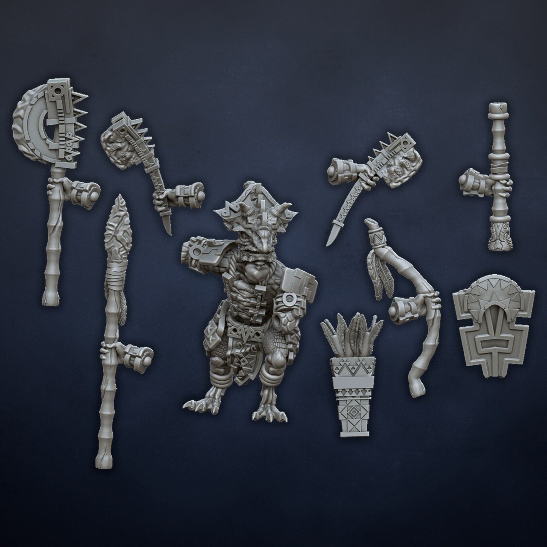 Skink Hero on foot (dragons lake) lizardmen - resin miniatures - 28 mm - 4