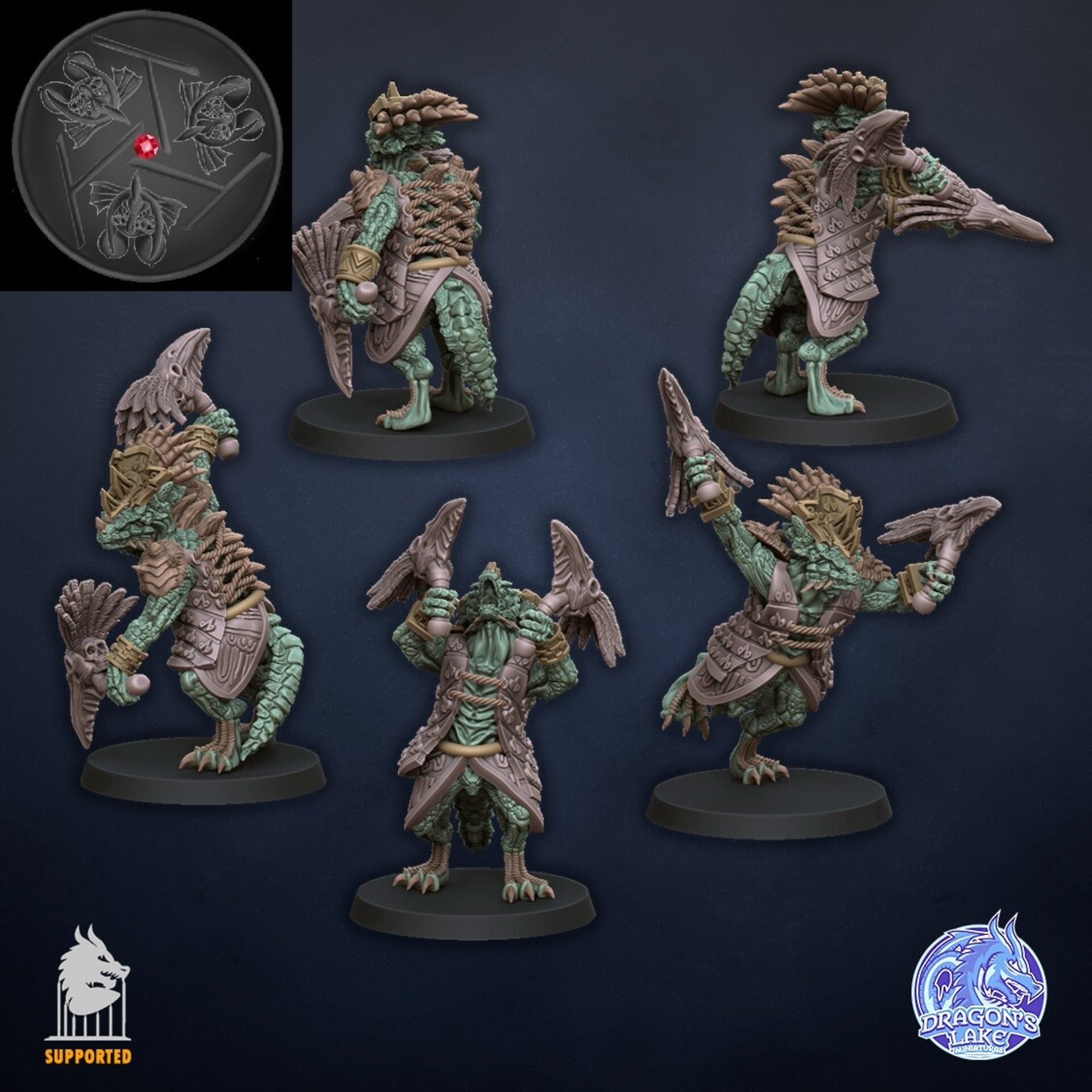 Saurus (dragons lake) lizardmen - wargames - resin miniatures - 28 mm - 3