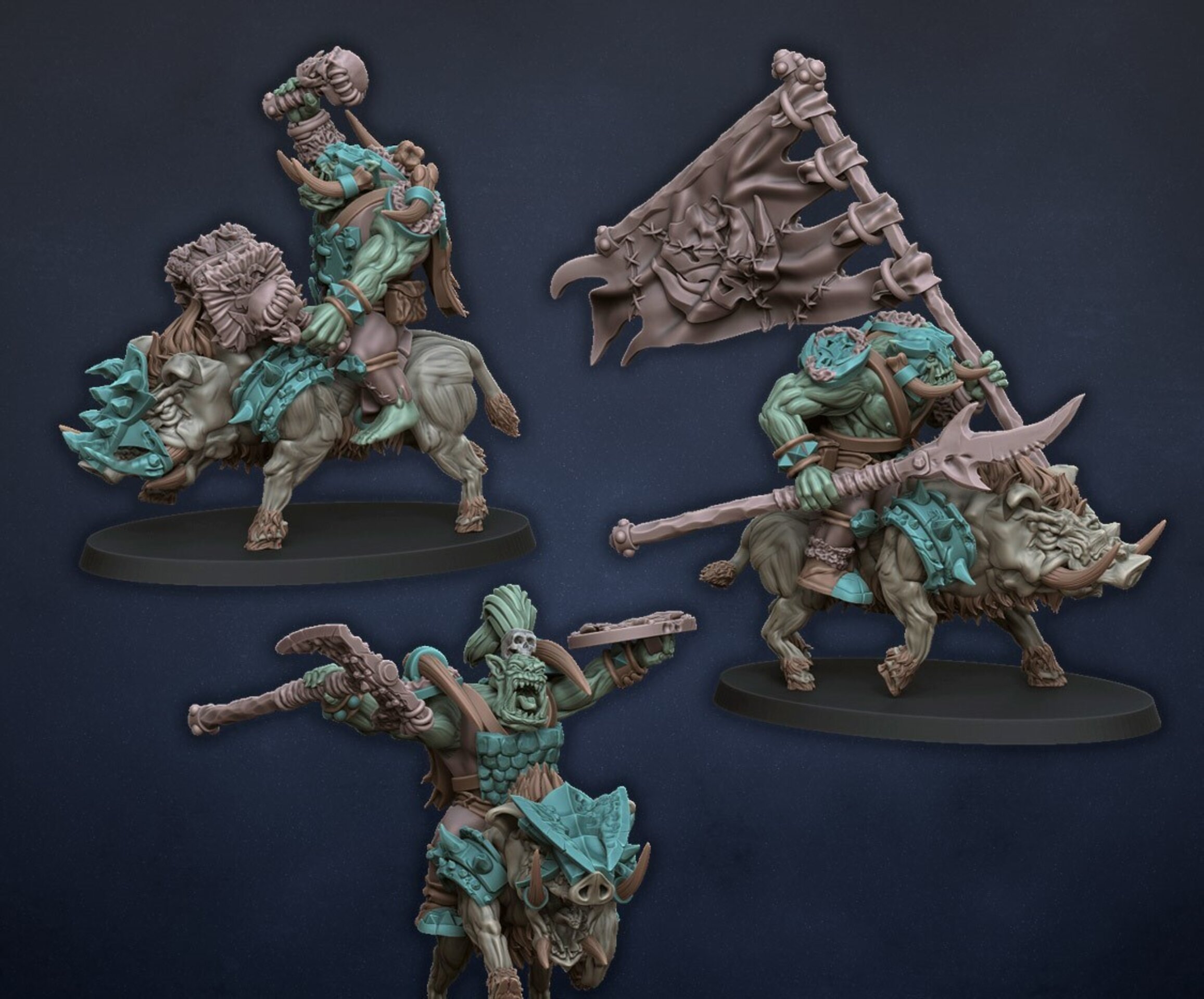 Orc Boar Boys (dragons lake) orcs & goblins - resin miniatures - 28 mm - 5