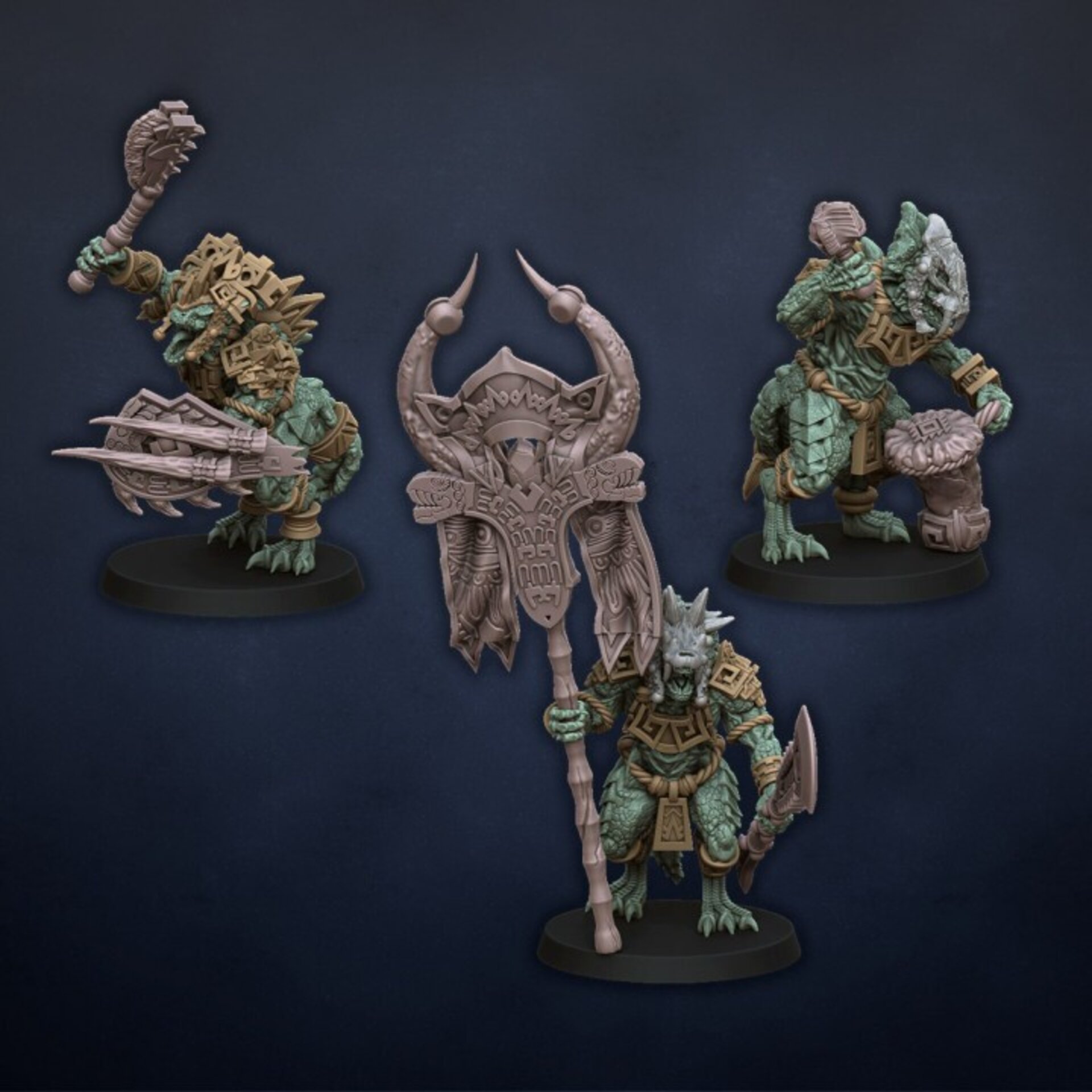 Temple Guard (dragons lake) lizardmen - wargames - resin miniatures - 28 mm - 4