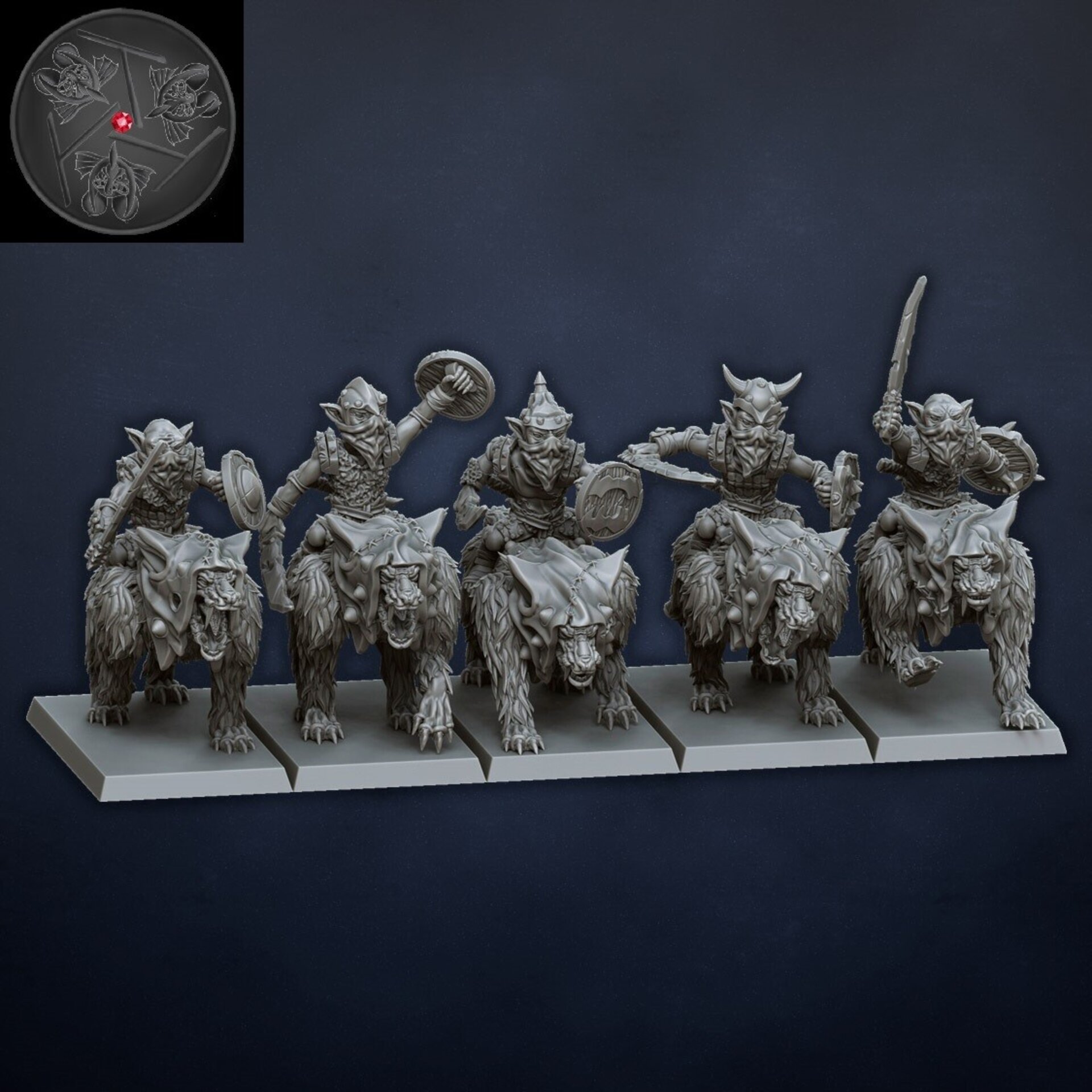 Goblin Wolf Riders (dragons lake) orcs & goblins - resin miniatures - 28 mm - 4