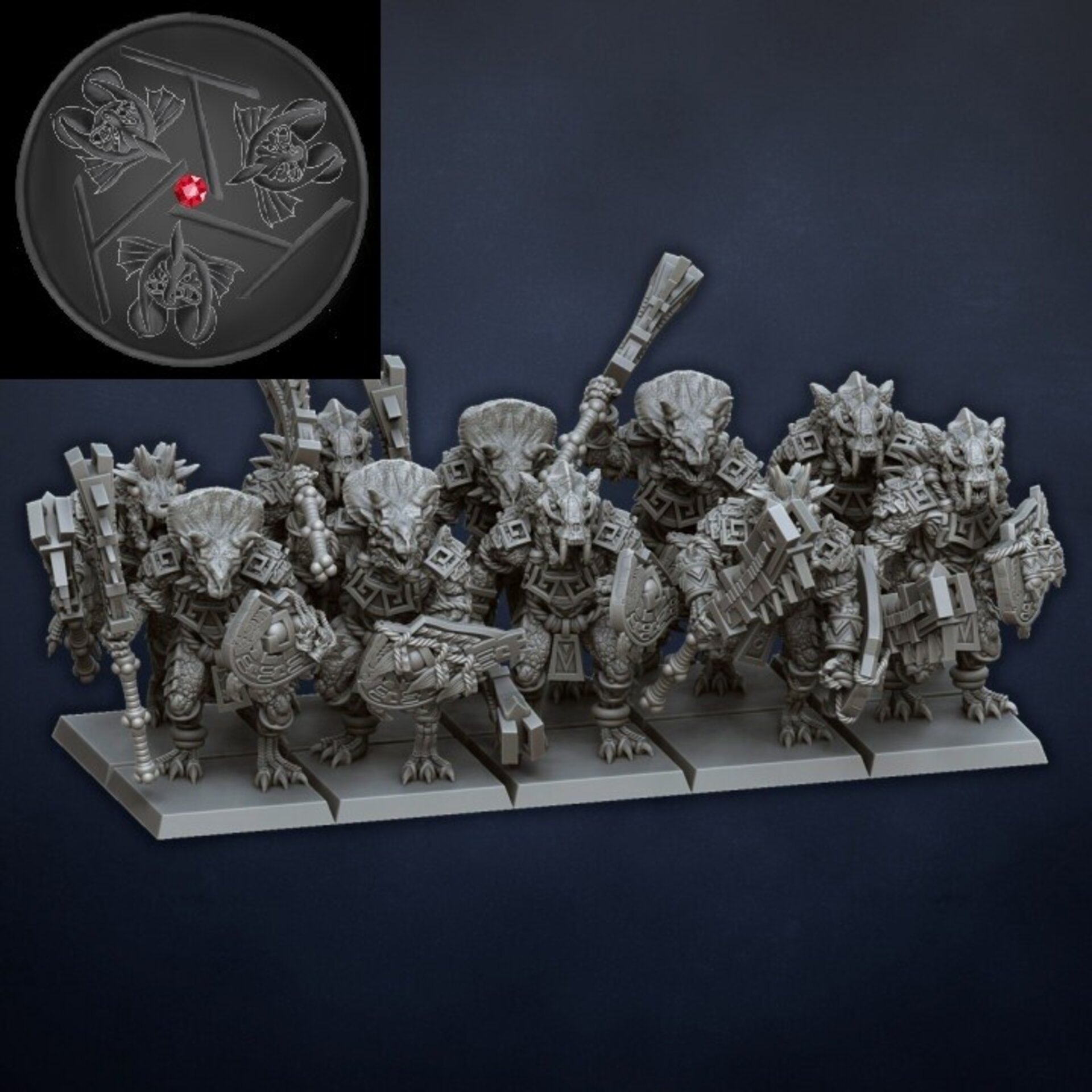 Temple Guard (dragons lake) lizardmen - wargames - resin miniatures - 28 mm - 3