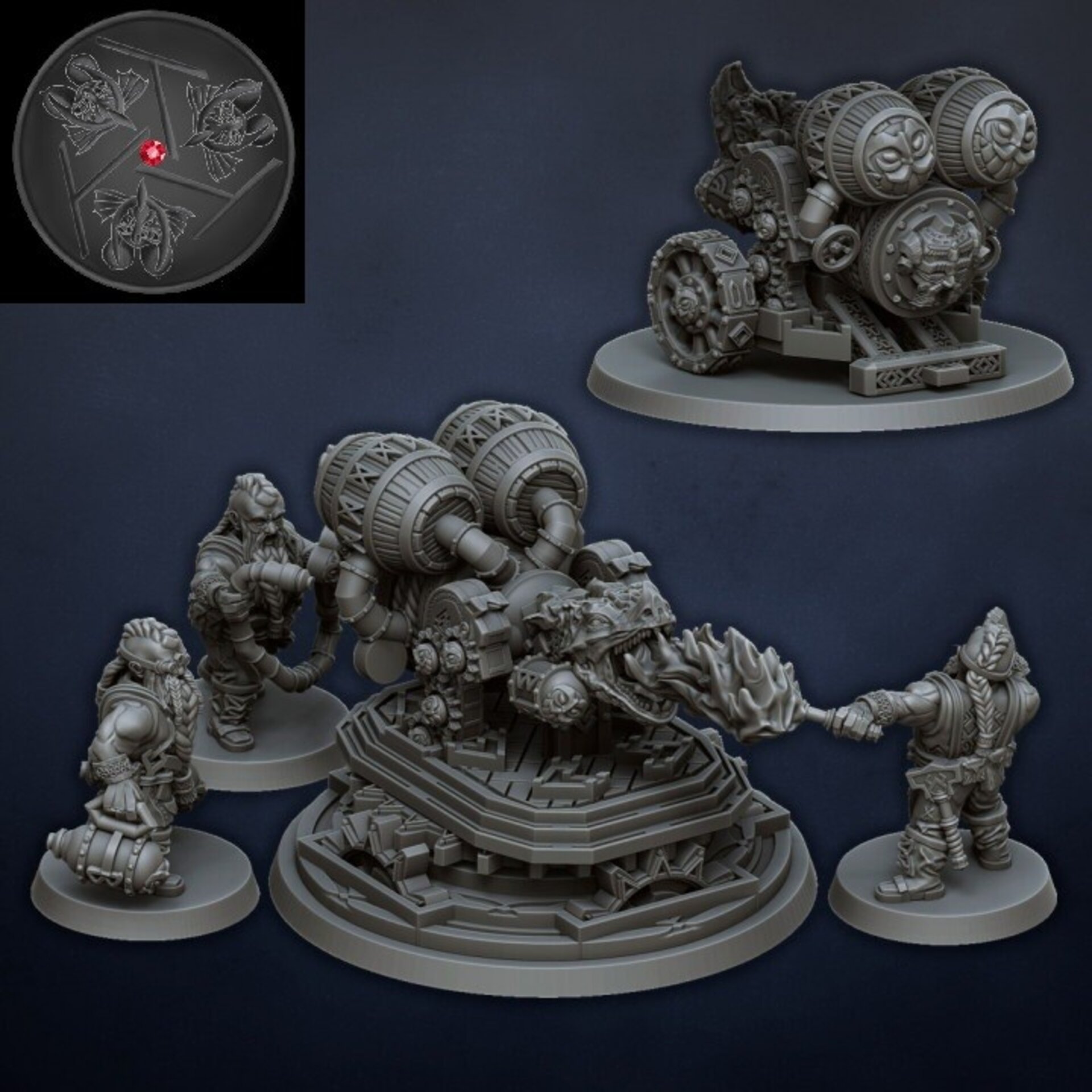 Flame Cannon (dragons lake) dwarfs - wargames - resin miniatures - 28 mm - 1