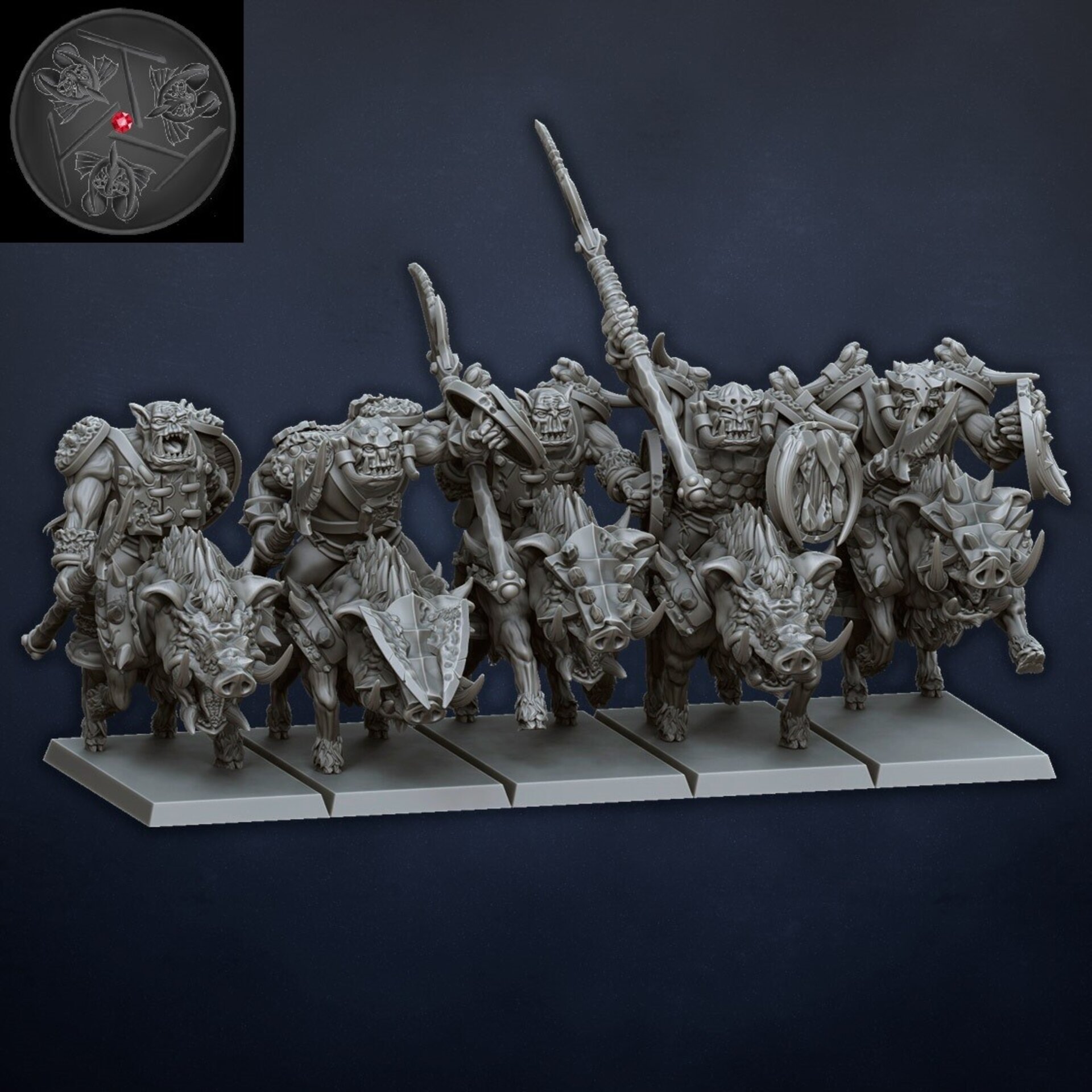 Orc Boar Boys (dragons lake) orcs & goblins - resin miniatures - 28 mm - 4