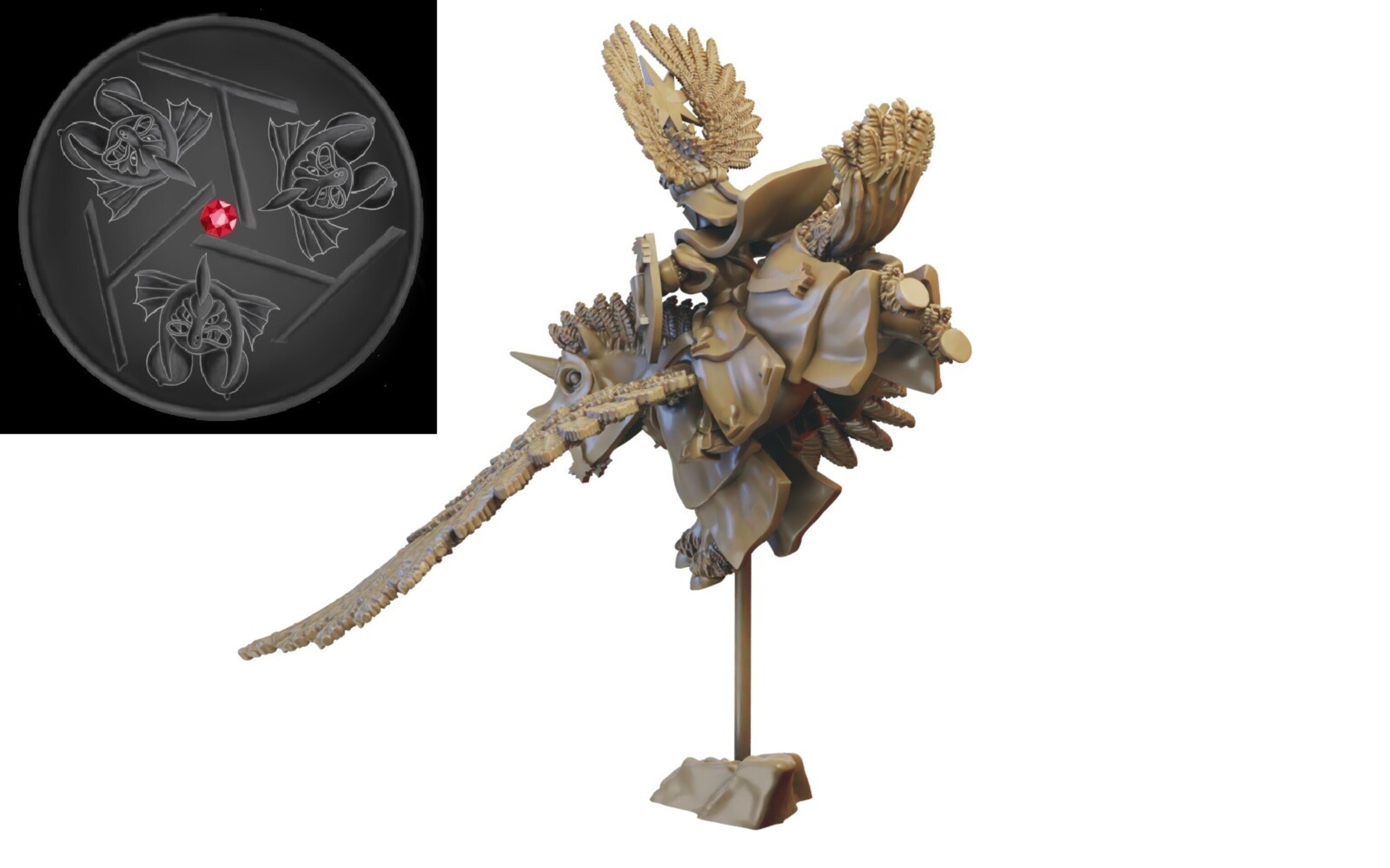 Hero on pegasus (ilhadiel) bretonnia - wargames - resin miniatures - 28 mm - 2