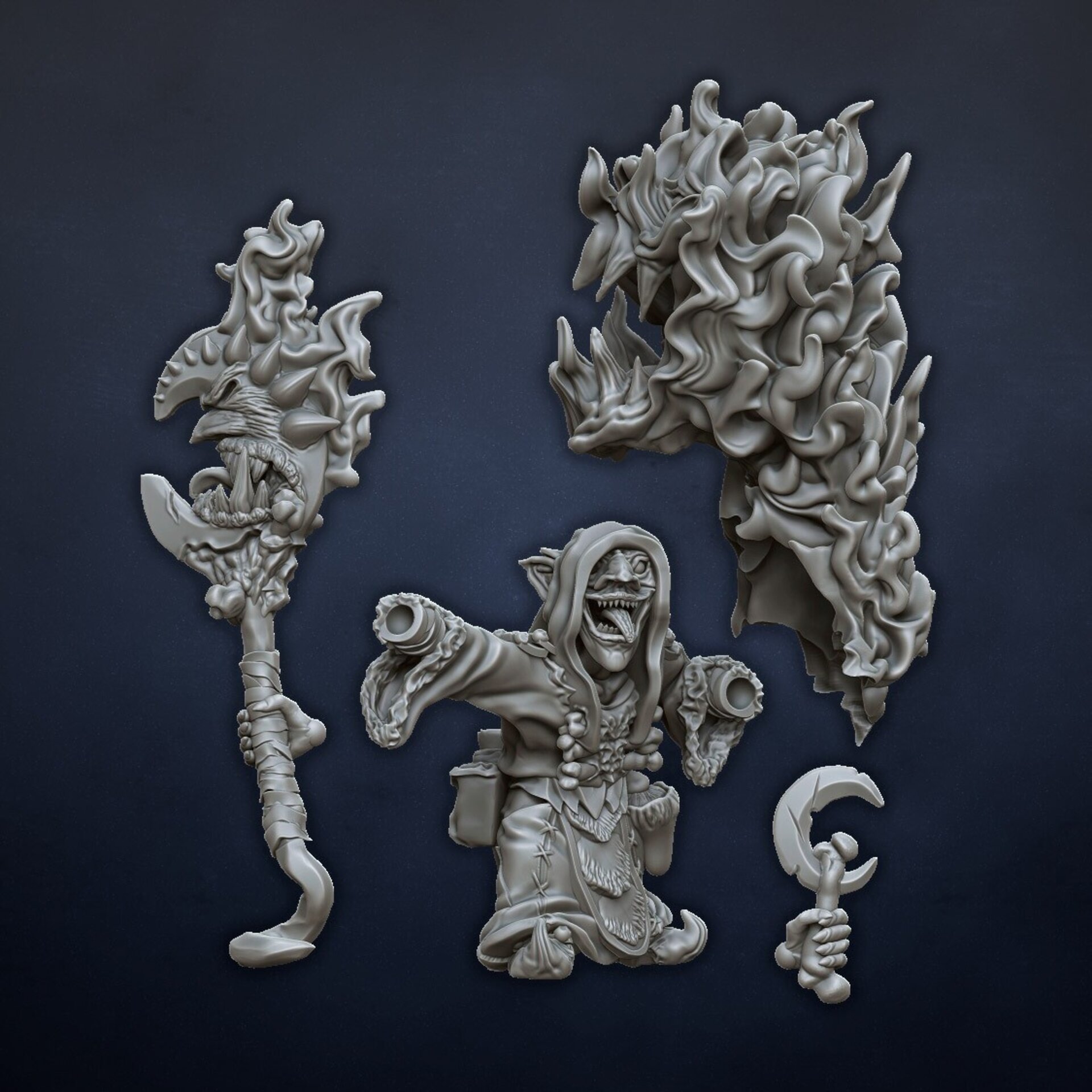 Goblin Shaman on foot (dragons lake) orcs & goblins - resin miniatures - 28 mm - 4