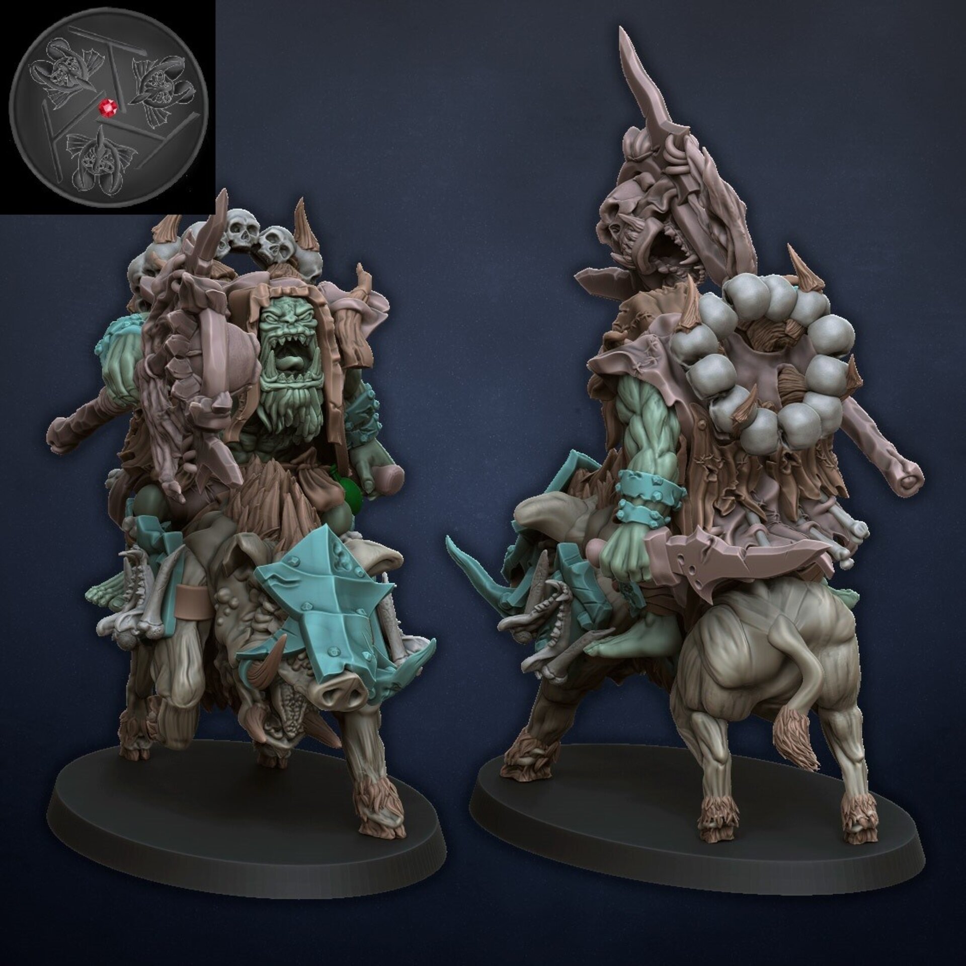 Orc Shaman on boar (dragons lake) orcs & goblins - resin miniatures - 28 mm - 2