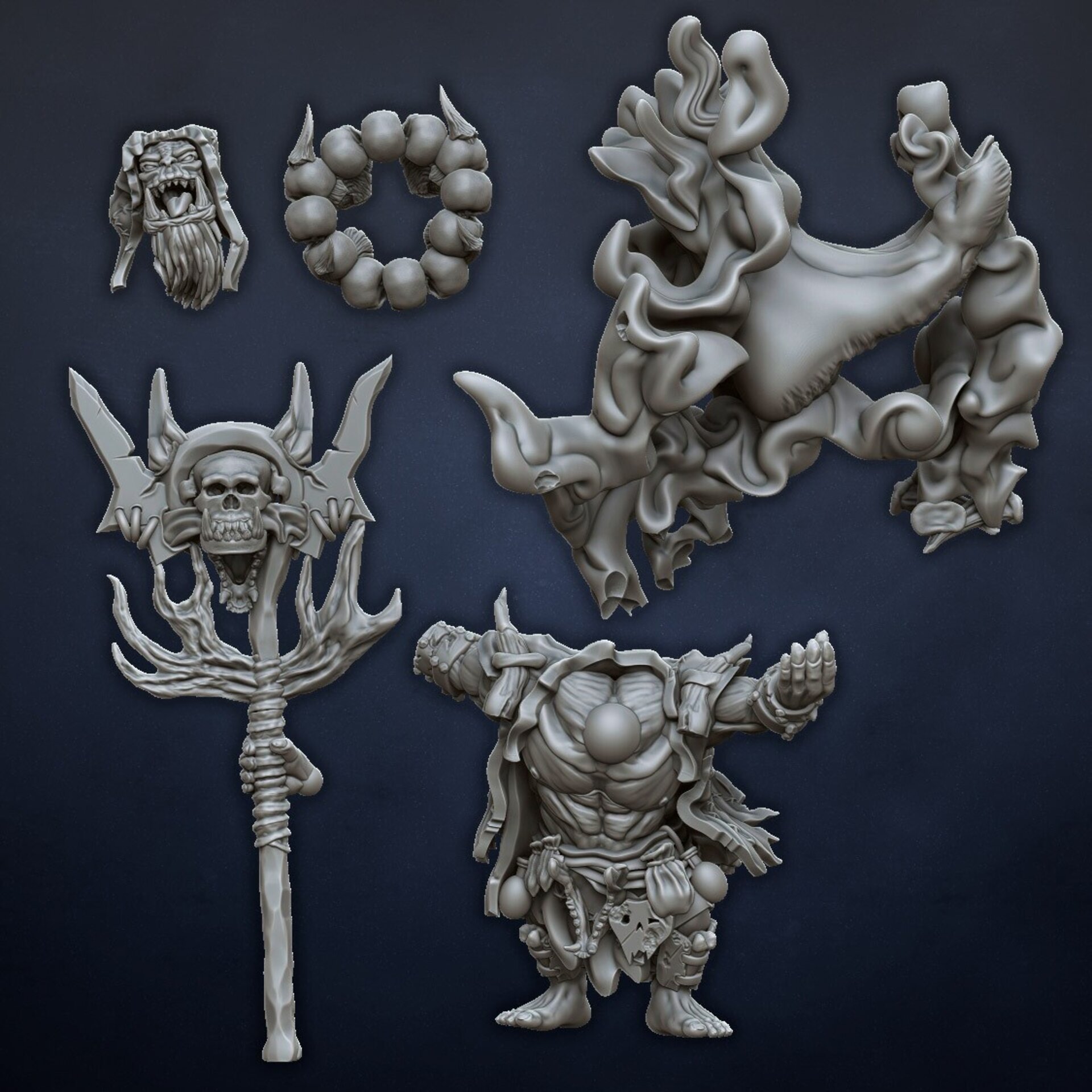 Orc Shaman on foot (dragons lake) orcs & goblins - resin miniatures - 28 mm - 4