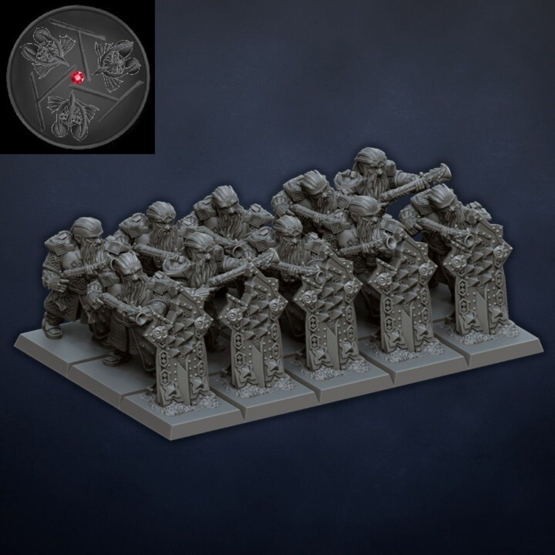 Quarrellers / Thunderers (dragons lake) dwarfs - resin miniatures - 28 mm - 4
