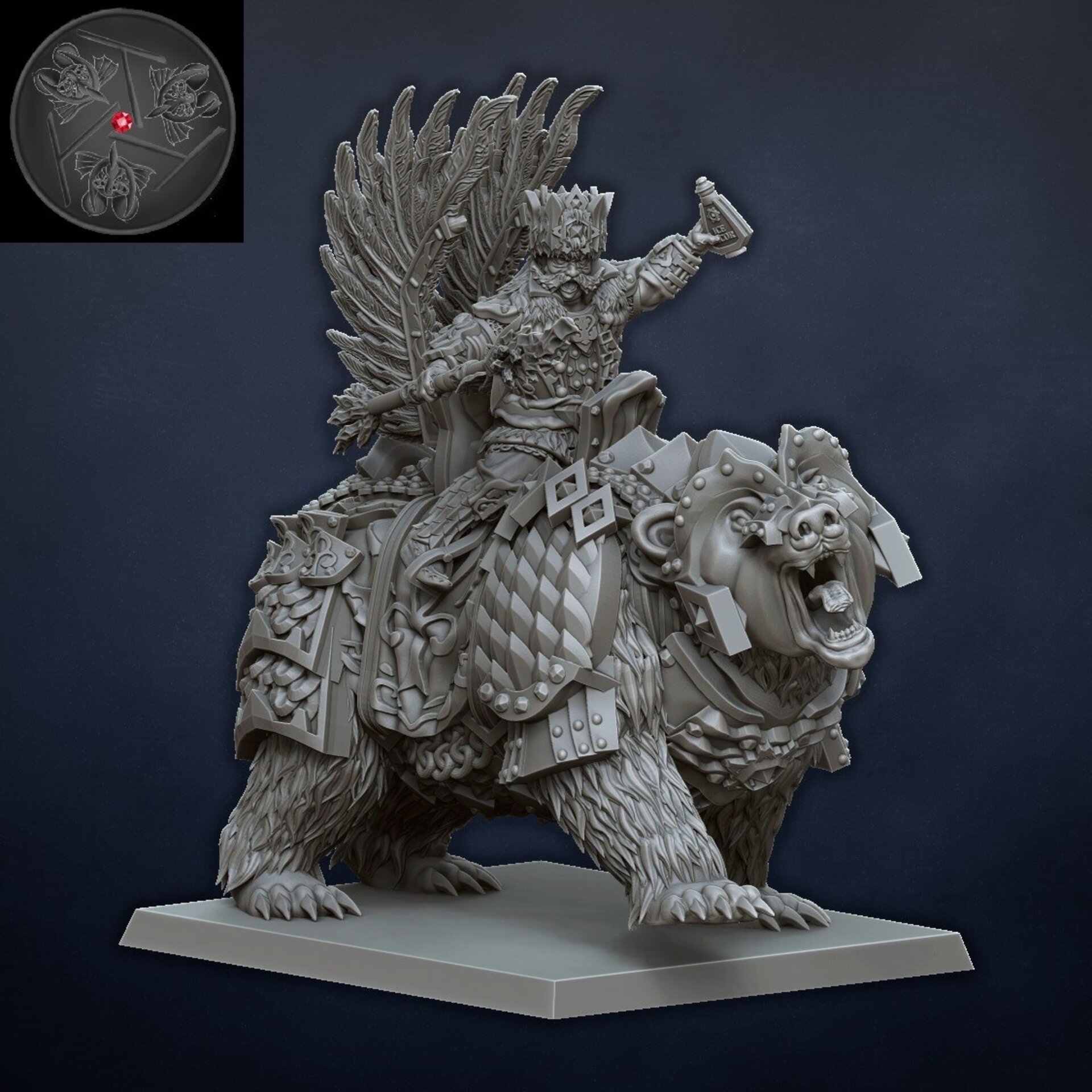 Boyar on bear (dragons lake) kislev - wargames - resin miniatures - 28 mm - 3