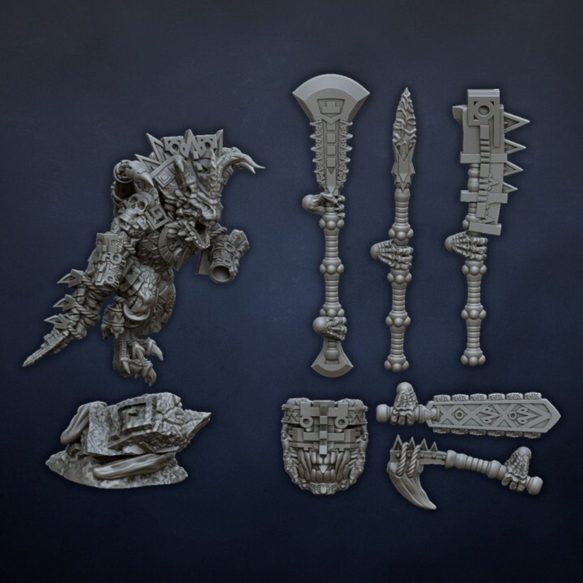 Saurus Hero on foot (dragons lake) lizardmen - resin miniatures - 28 mm - 3