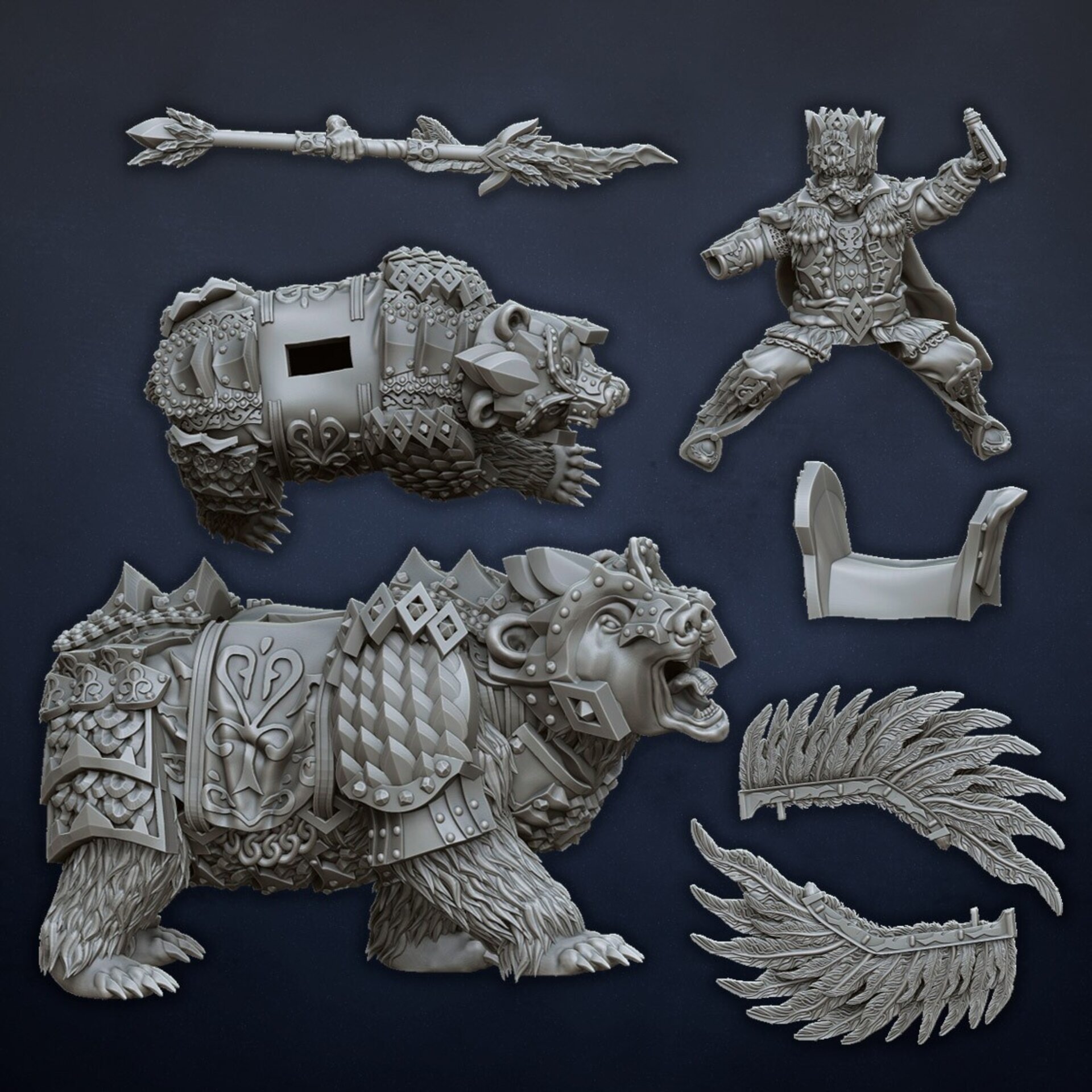 Boyar on bear (dragons lake) kislev - wargames - resin miniatures - 28 mm - 5