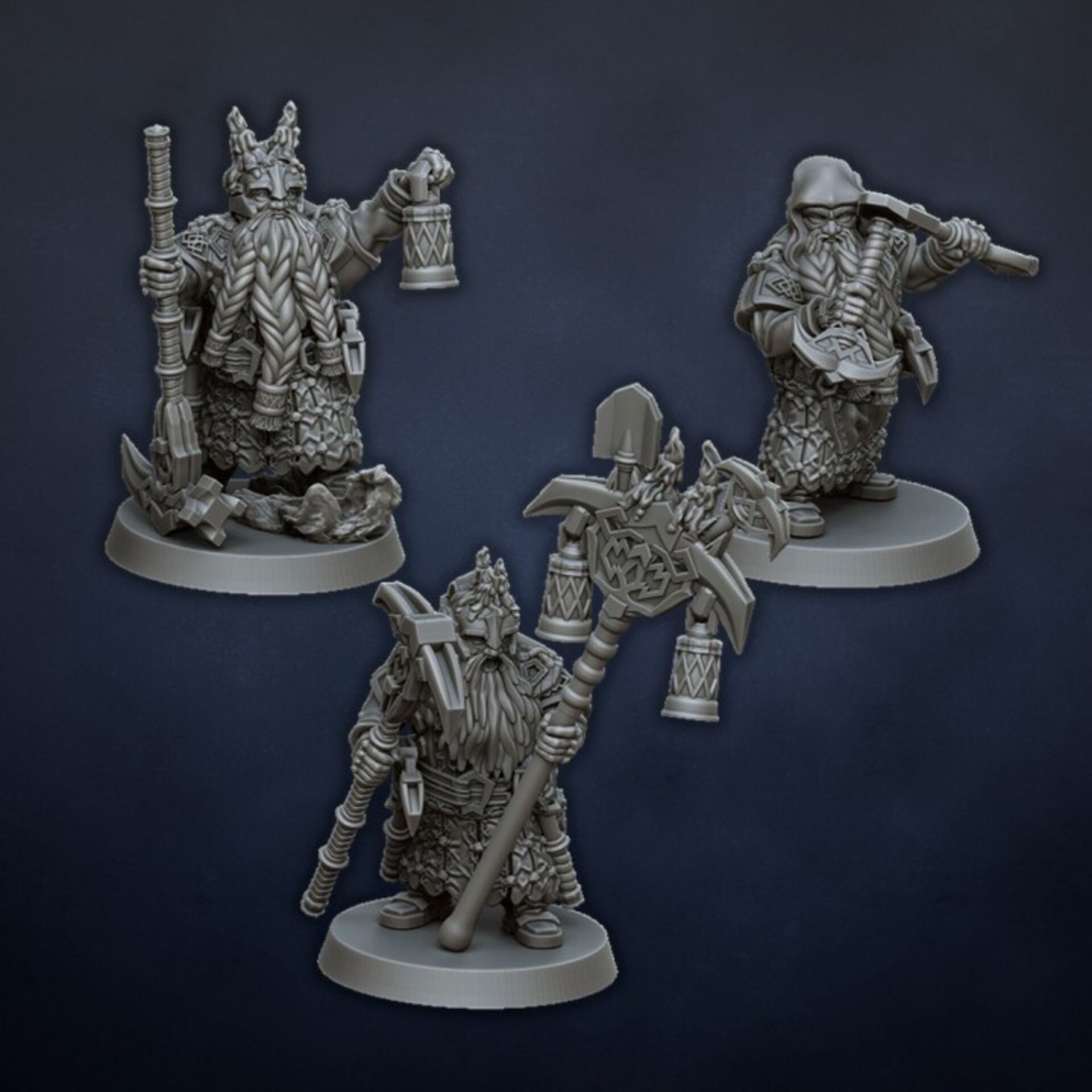 Miners (dragons lake) dwarfs - wargames - resin miniatures - 28 mm - 2