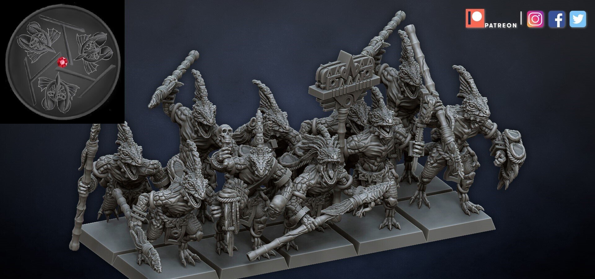 Skinks (dragons lake) lizardmen - wargames - resin miniatures - 28 mm - 2