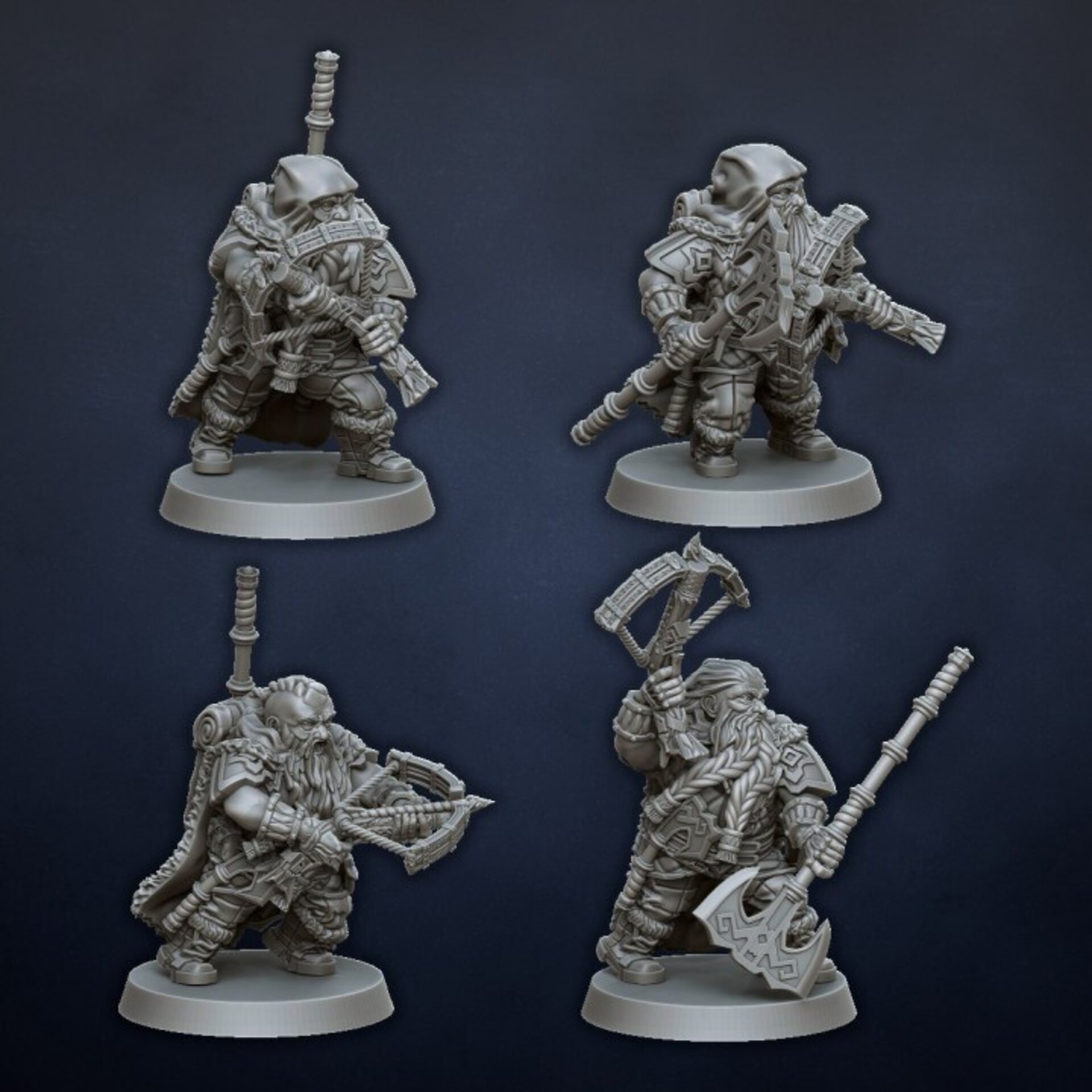 Dwarf Rangers (dragons lake) dwarfs - wargames - resin miniatures - 28 mm - 4