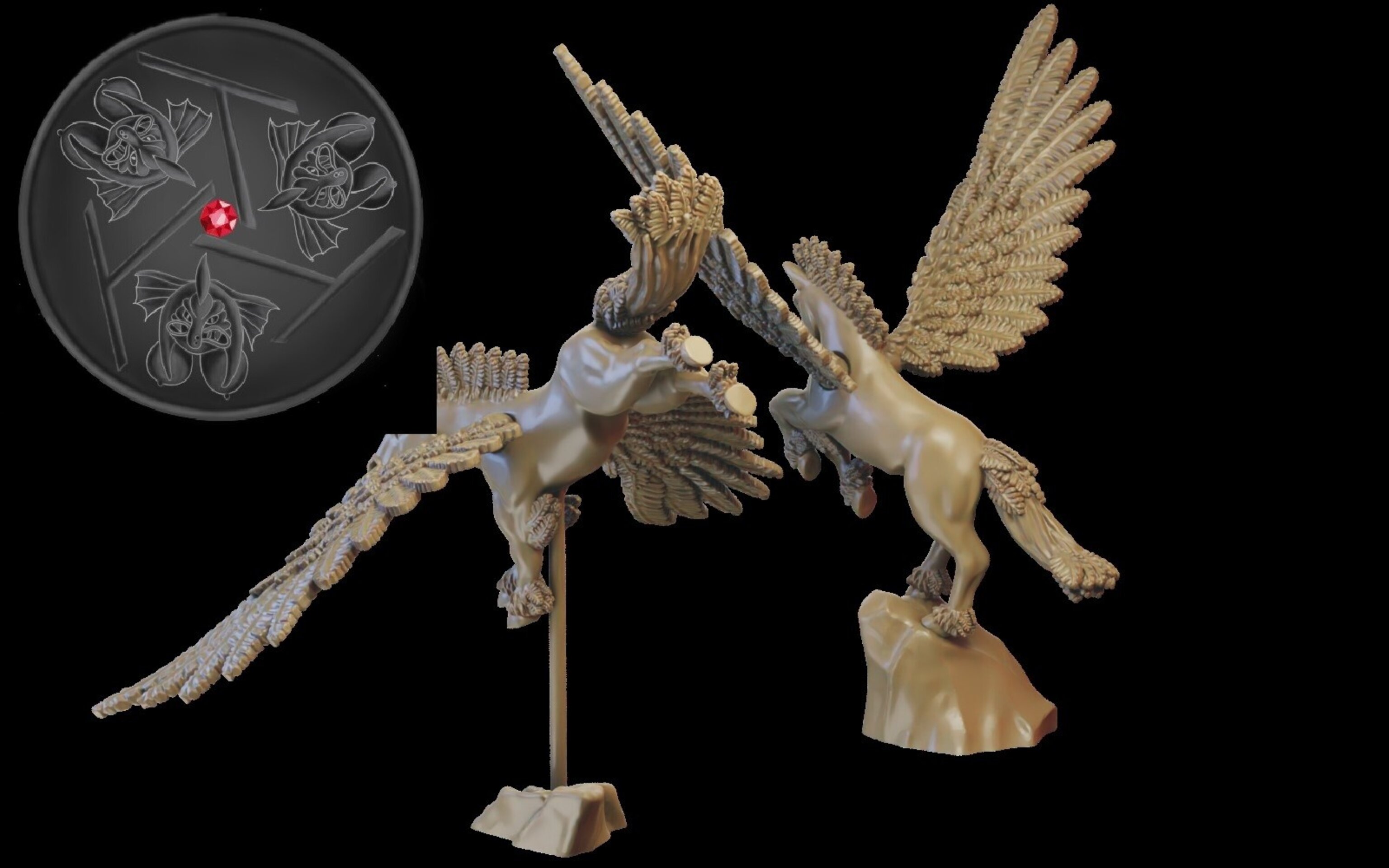 Royal Pegasus (ilhadiel) bretonnia - wargames - resin miniatures - 28 mm - 2