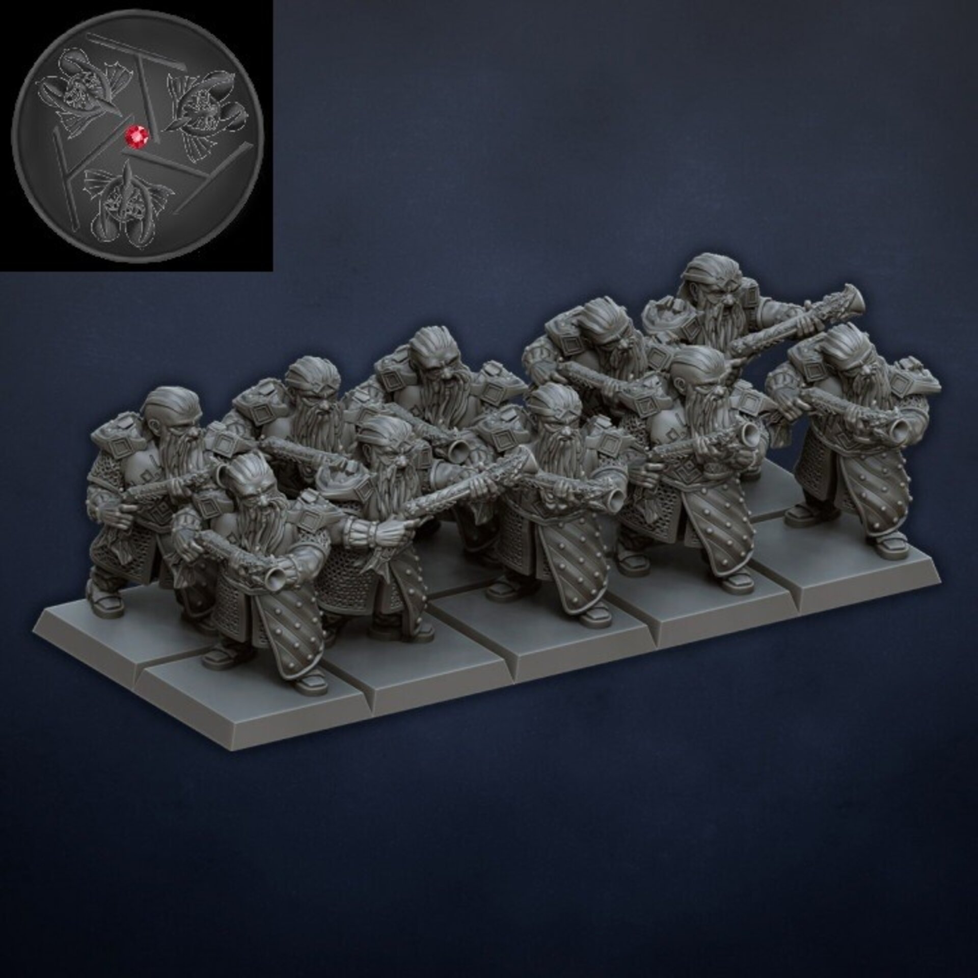 Quarrellers / Thunderers (dragons lake) dwarfs - resin miniatures - 28 mm - 2