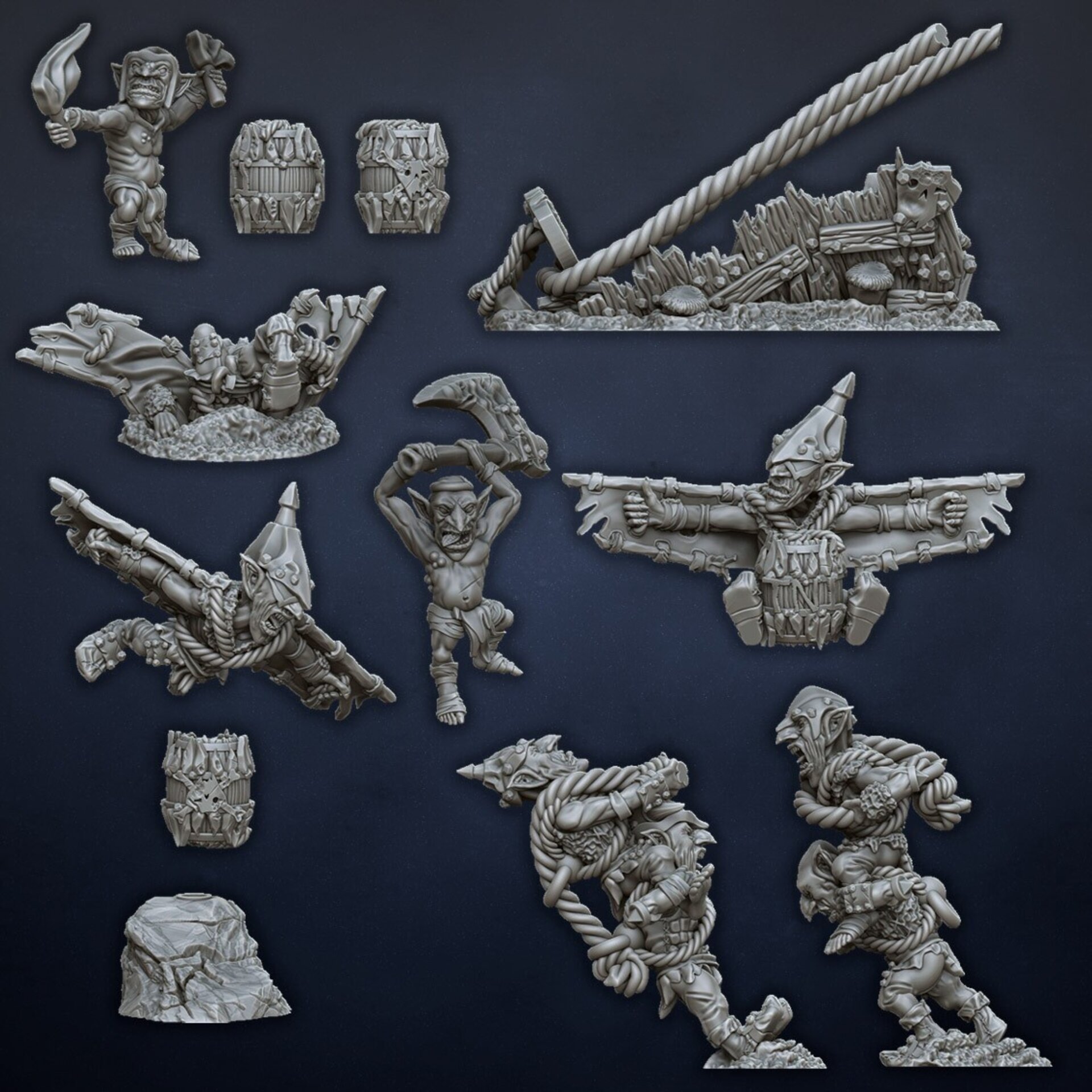 Doom Diver Catapult (dragons lake) orcs & goblins - resin miniatures - 28 mm - 5