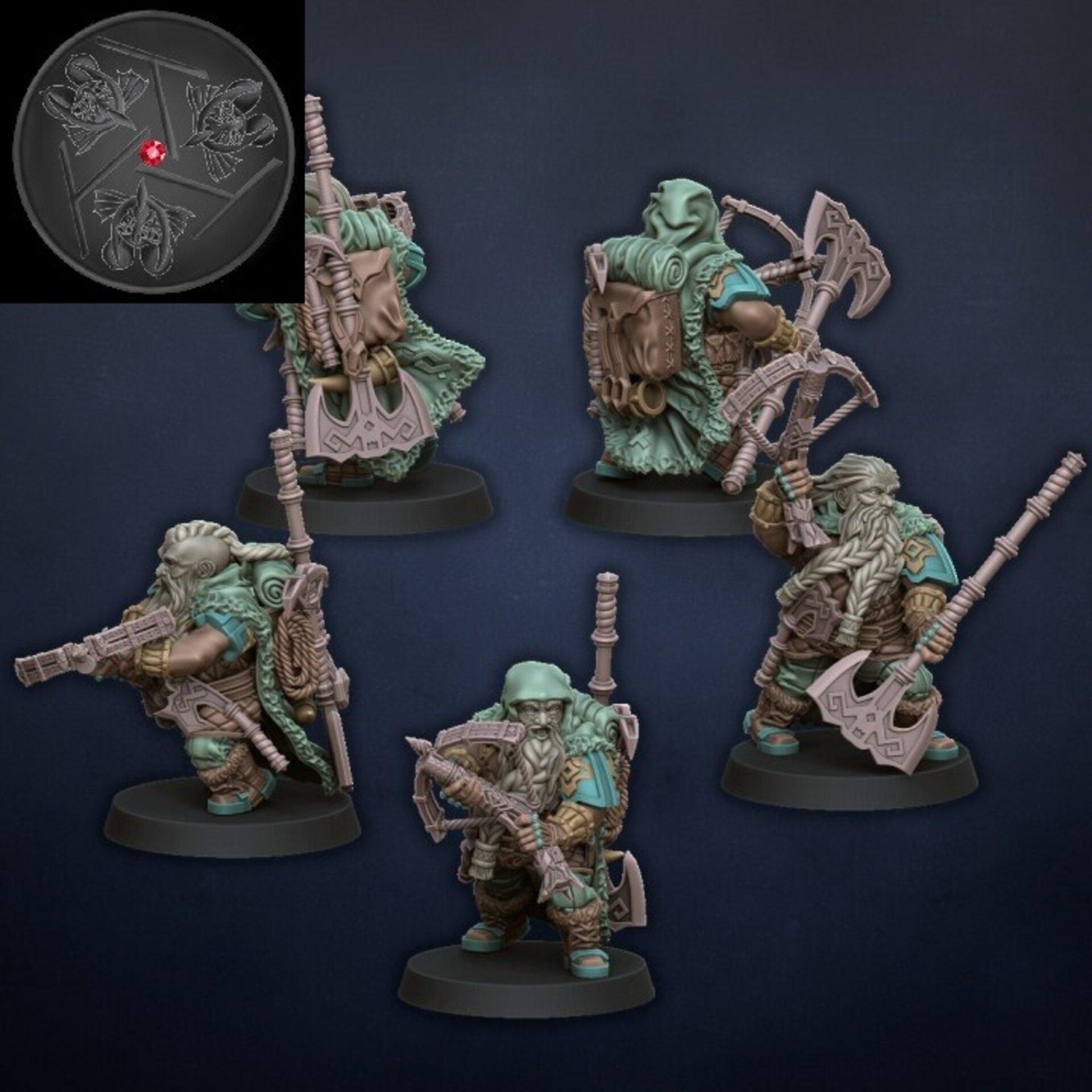 Dwarf Rangers (dragons lake) dwarfs - wargames - resin miniatures - 28 mm - 1