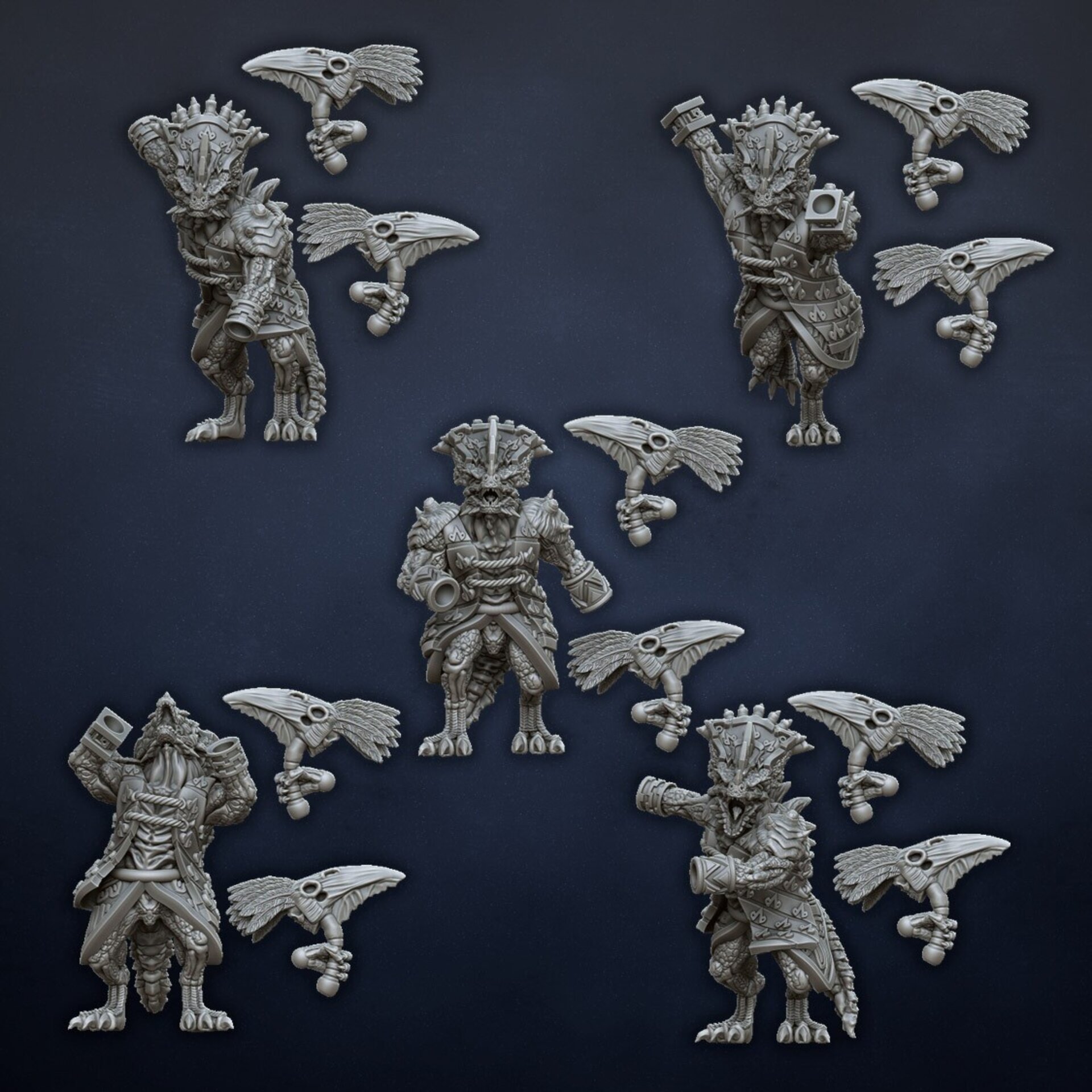 Saurus (dragons lake) lizardmen - wargames - resin miniatures - 28 mm - 10