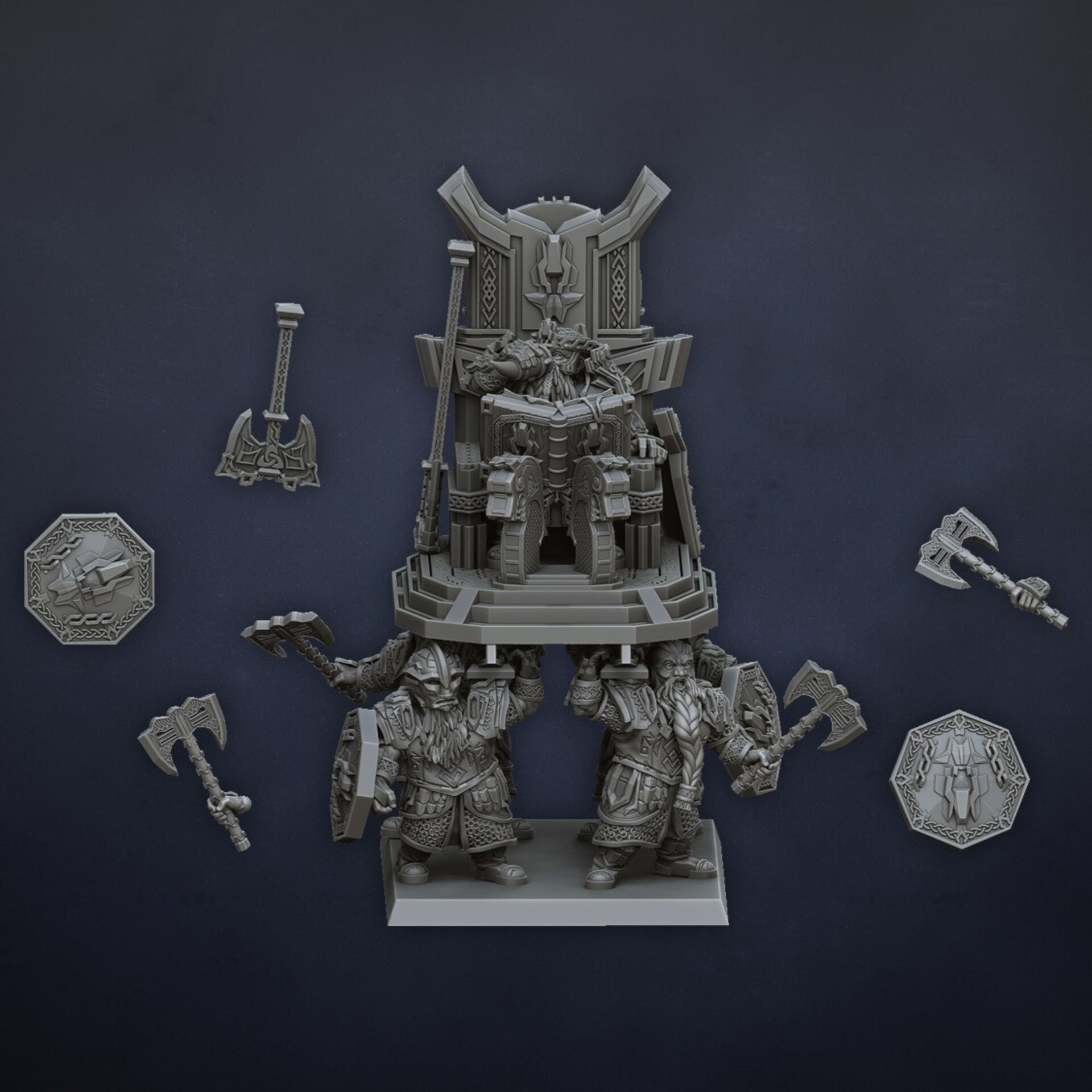 Dwarf King Character on throne (dragons lake) dwarfs - resin miniatures - 28 mm - 5