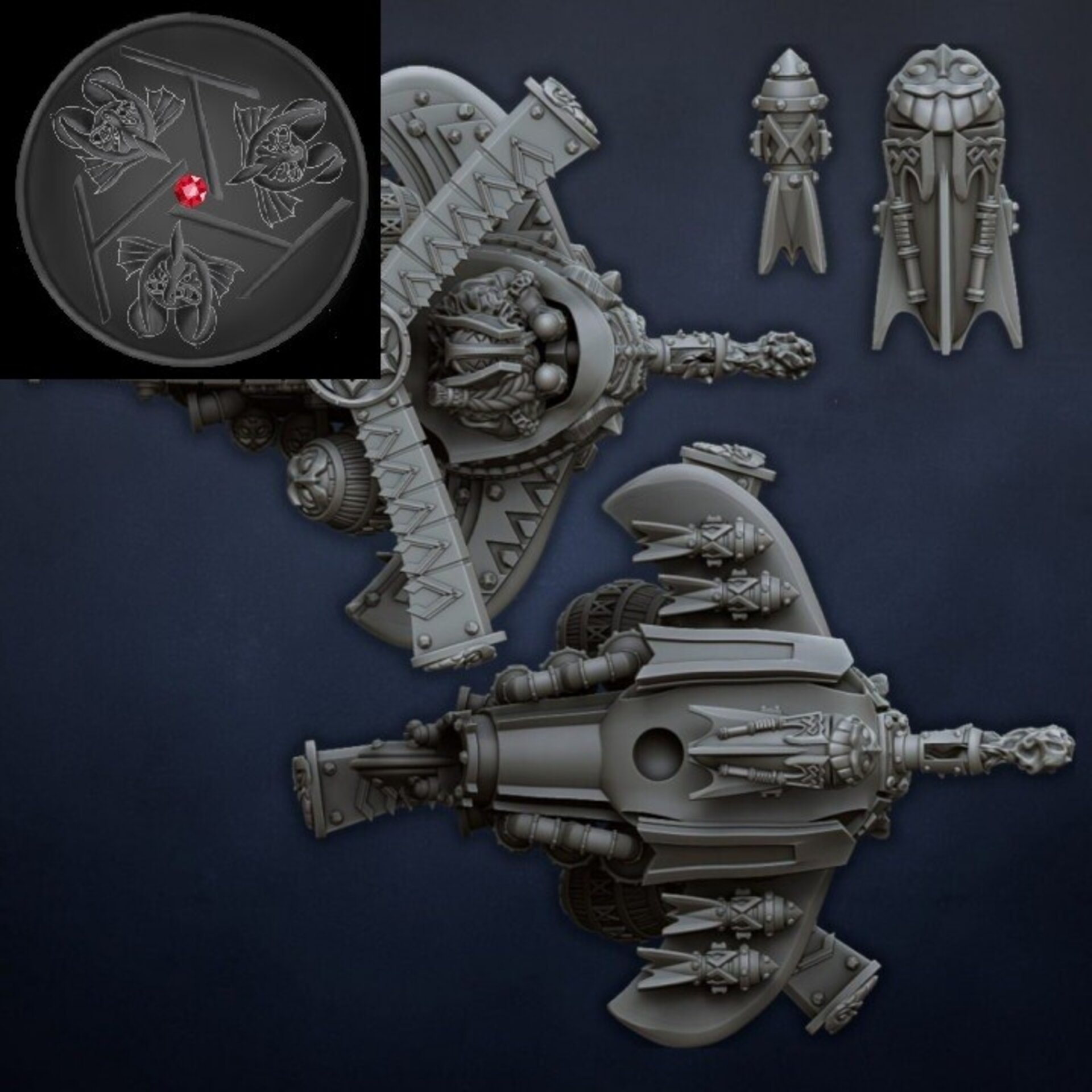 Gyrocopter / Gyrobomber (dragons lake) dwarfs - resin miniatures - 28 mm - 5