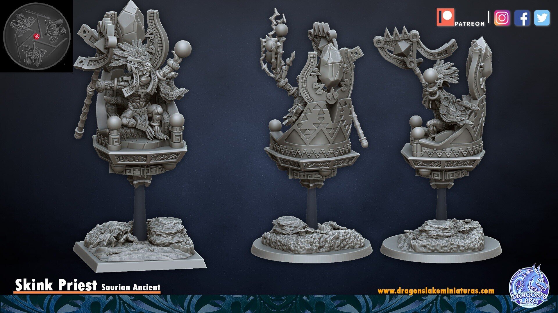 Skink Starseer (dragons lake) lizardmen - wargames - resin miniatures - 28 mm - 2