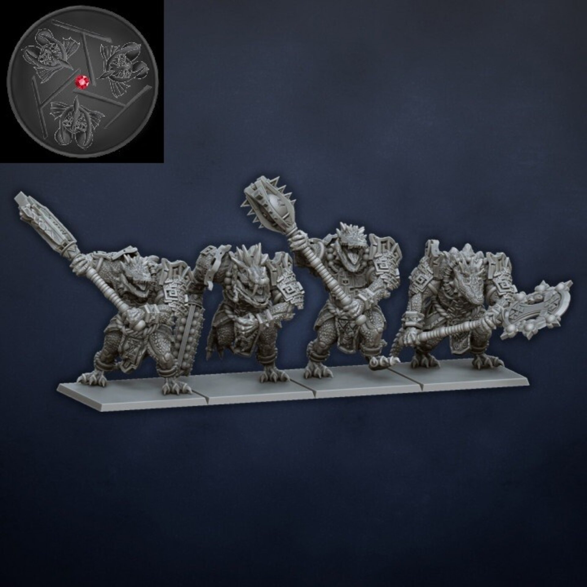Kroxigors (dragons lake) lizardmen - wargames - resin miniatures - 28 mm - 2