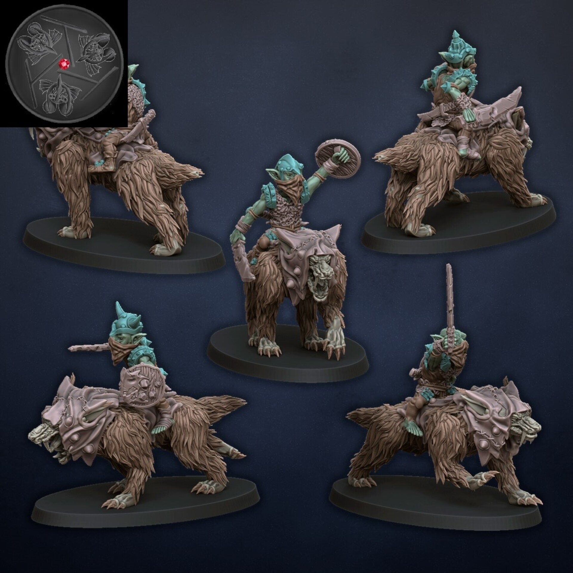 Goblin Wolf Riders (dragons lake) orcs & goblins - resin miniatures - 28 mm - 2
