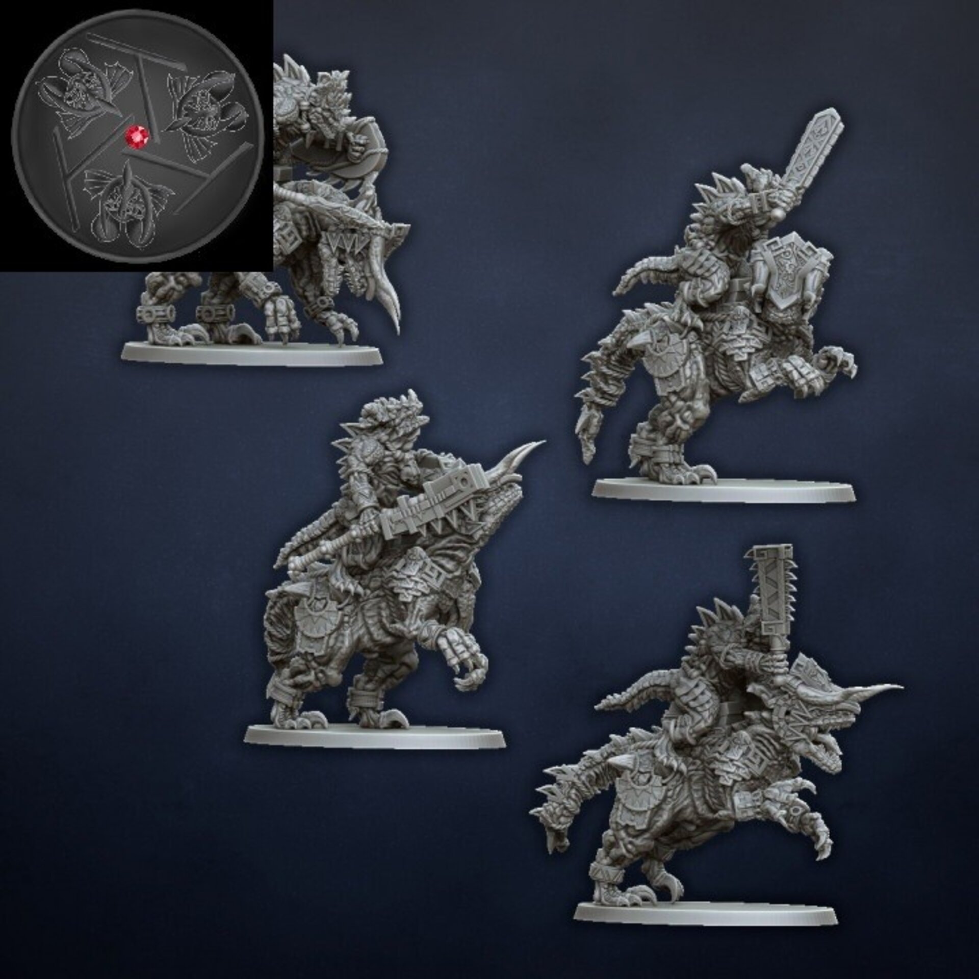 Cold One Riders (dragons lake) lizardmen - wargames - resin miniatures - 28 mm - 3