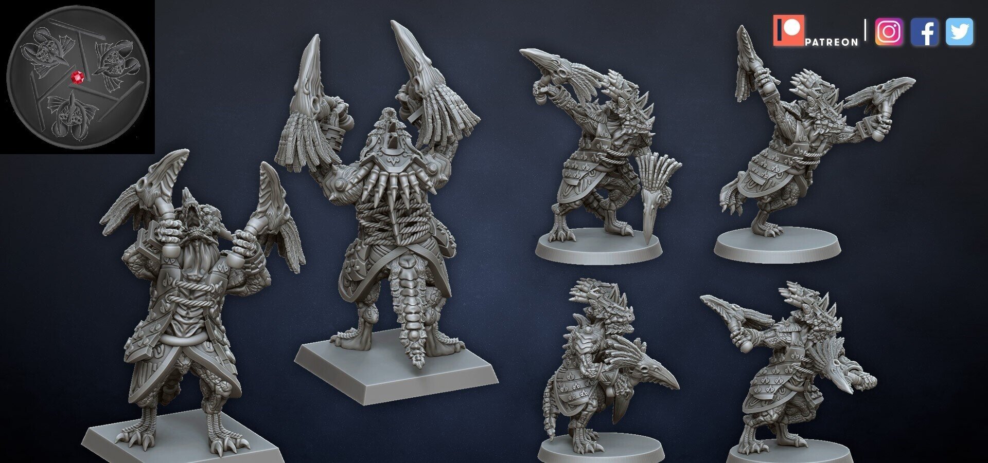 Saurus (dragons lake) lizardmen - wargames - resin miniatures - 28 mm - 6