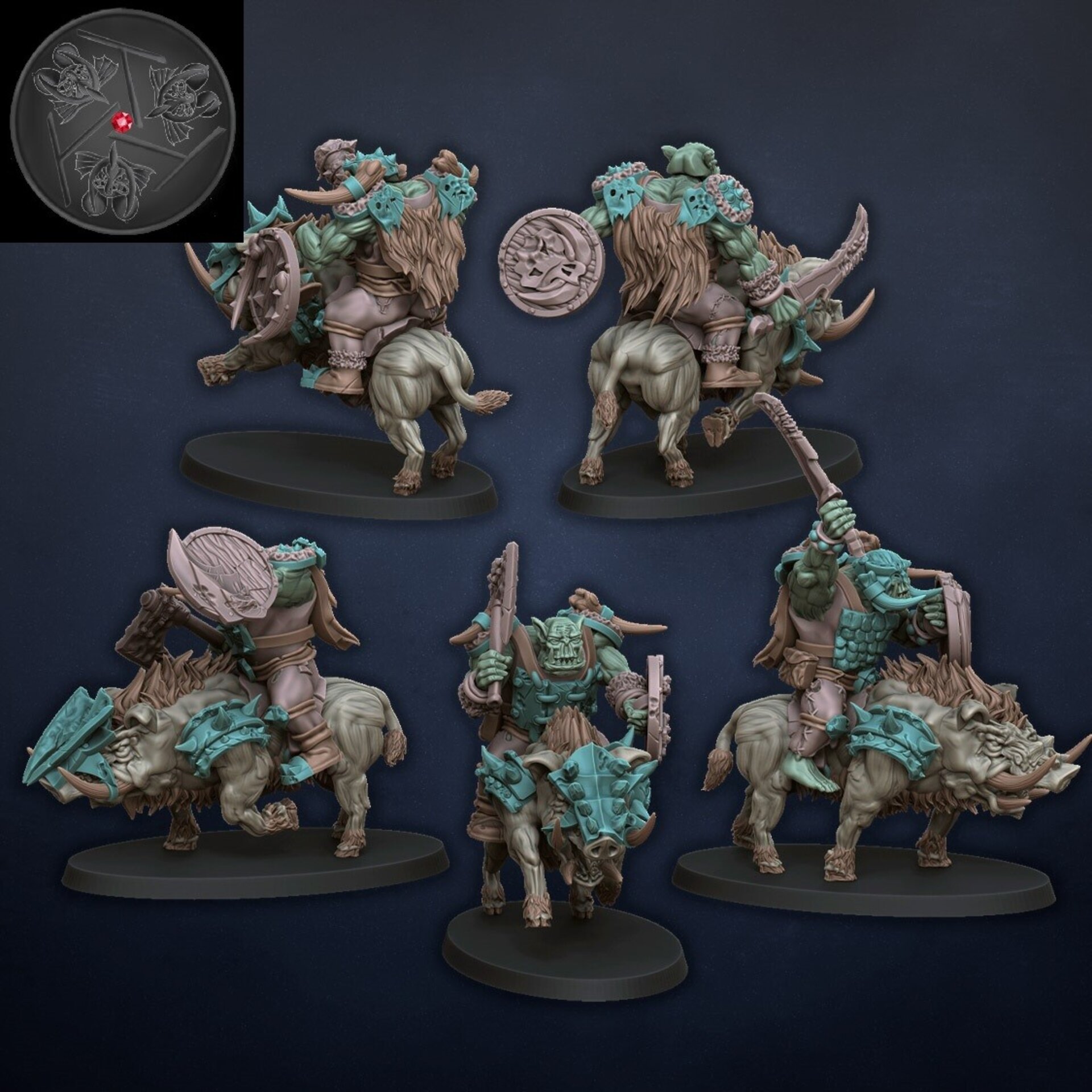 Orc Boar Boys (dragons lake) orcs & goblins - resin miniatures - 28 mm - 2