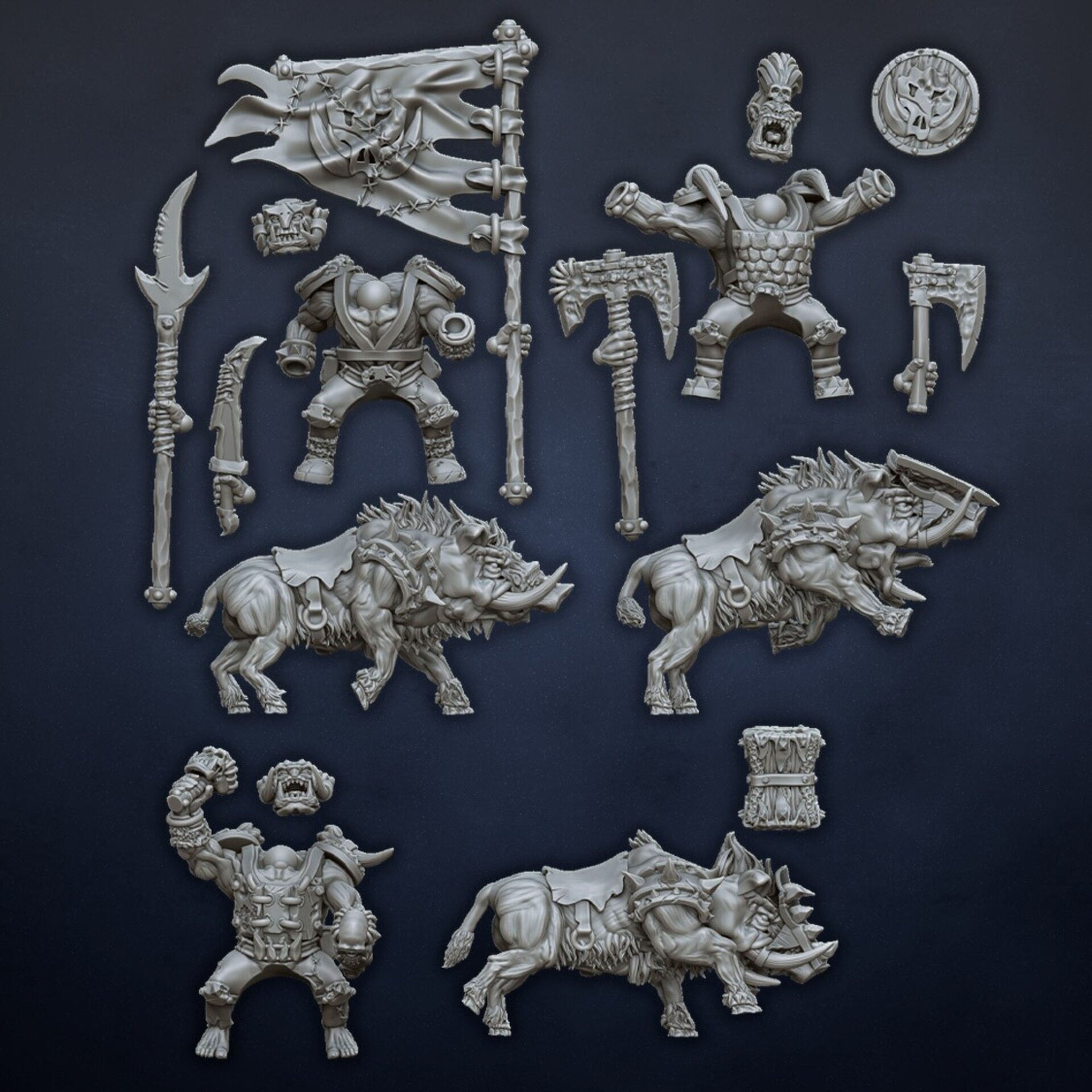 Orc Boar Boys (dragons lake) orcs & goblins - resin miniatures - 28 mm - 7