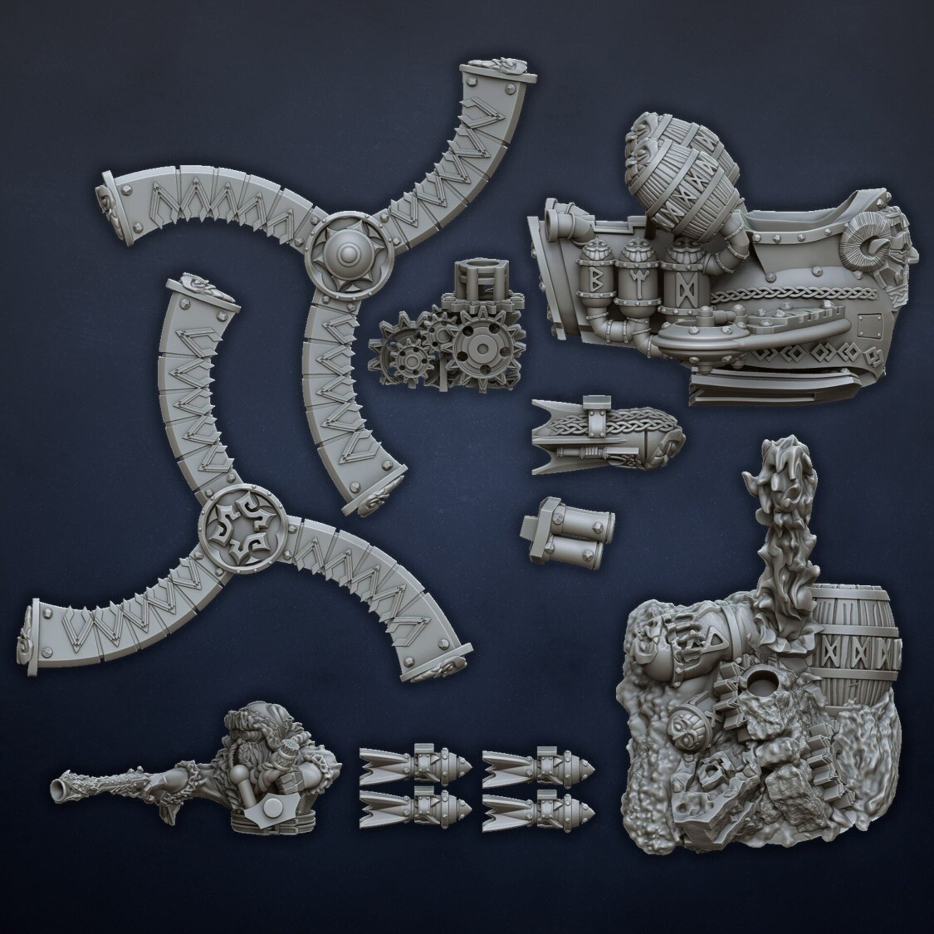 Gyrocopter / Gyrobomber (dragons lake) dwarfs - resin miniatures - 28 mm - 7