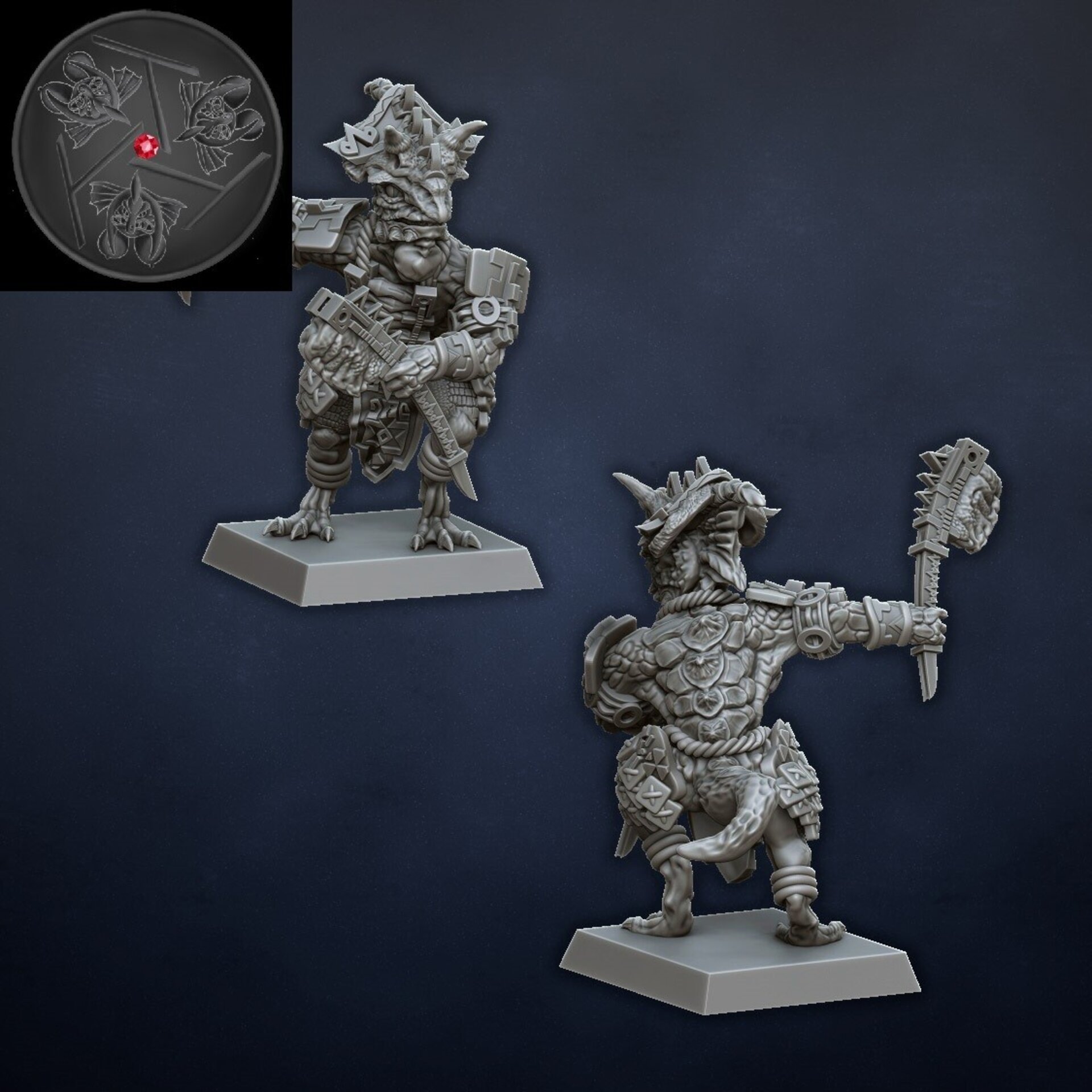 Skink Hero on foot (dragons lake) lizardmen - resin miniatures - 28 mm - 3