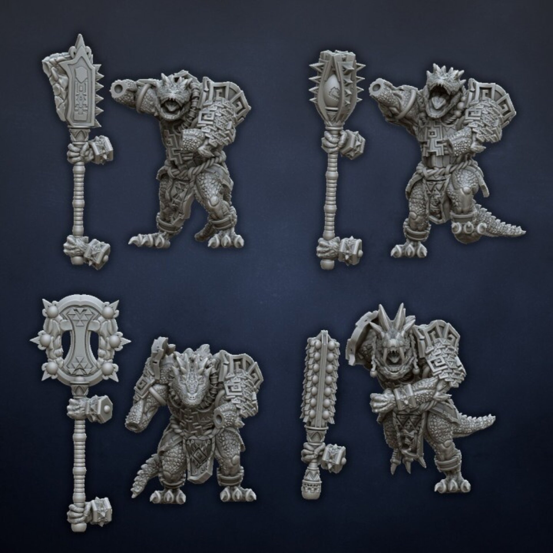 Kroxigors (dragons lake) lizardmen - wargames - resin miniatures - 28 mm - 4